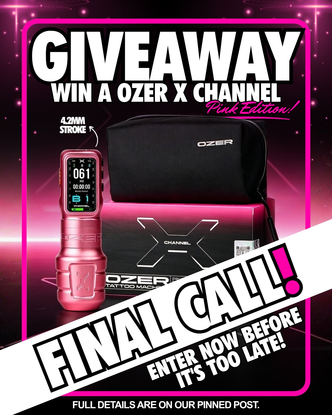 Ozer X Channel Pink Edition tattoo machine giveaway