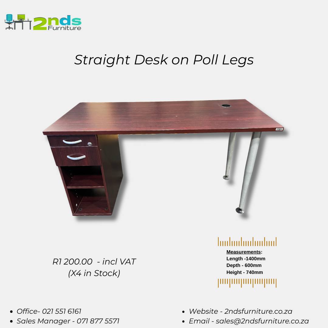 2nds - 🗣️Straight Desk on Poll Legs Measurements: Length -1400mm Depth ...