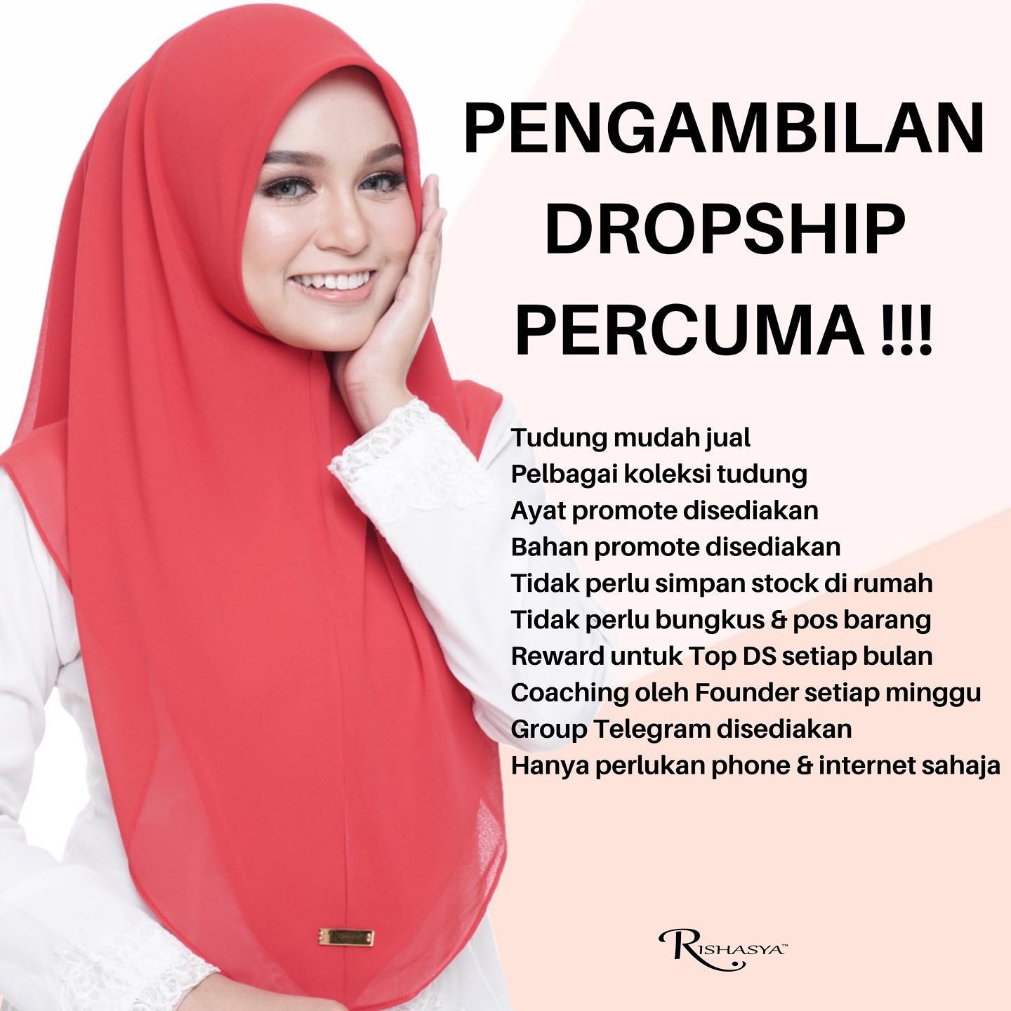 Rishasya Perhatian Dropship Diperlukan Segera Tiada Yuran Pendaftaran Seumur Hidup 100 Percuma Nak Tambah Income Tapi Tak Tahu Nak Jual Apa Marilah Jual Tudung Bersama Sama Kami Jom Join Team Dropship