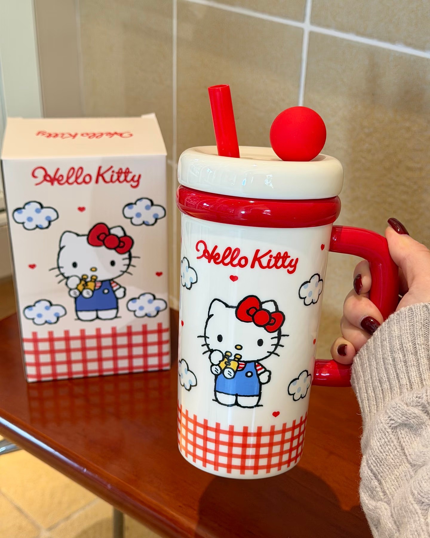🍒Available in stock 🍒 Sanrio HelloKitty Thermal Mug Cartoon