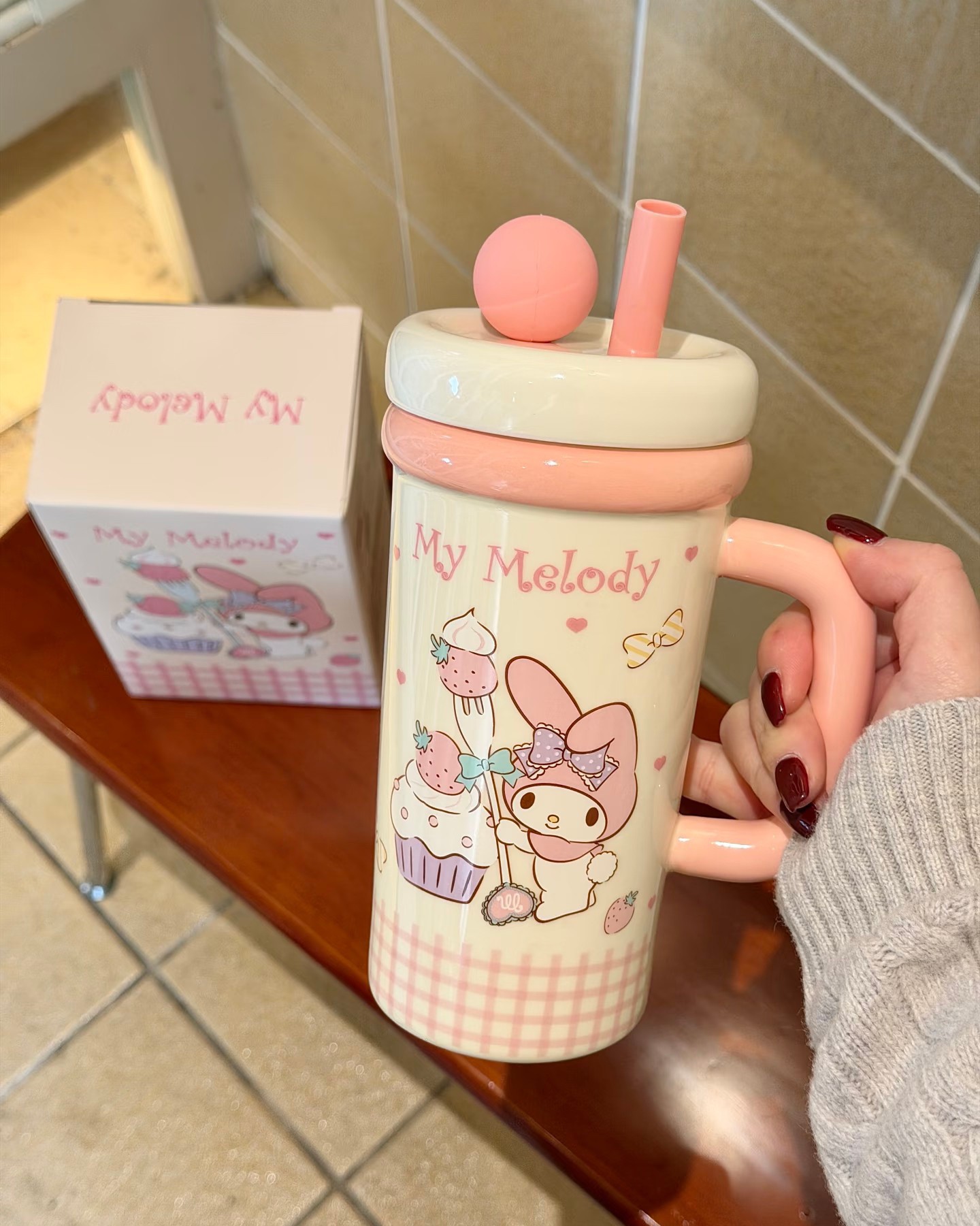 🍒Available in stock 🍒 Sanrio HelloKitty Thermal Mug Cartoon