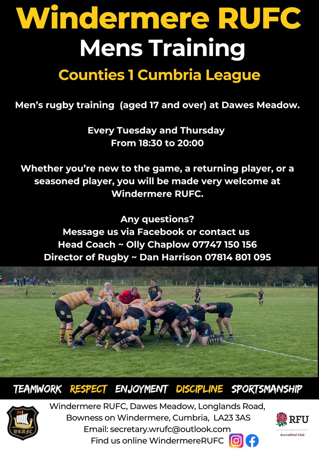Windermere - Rugby training is on tonight, and Thursday from 6:30pm 🏉 ...