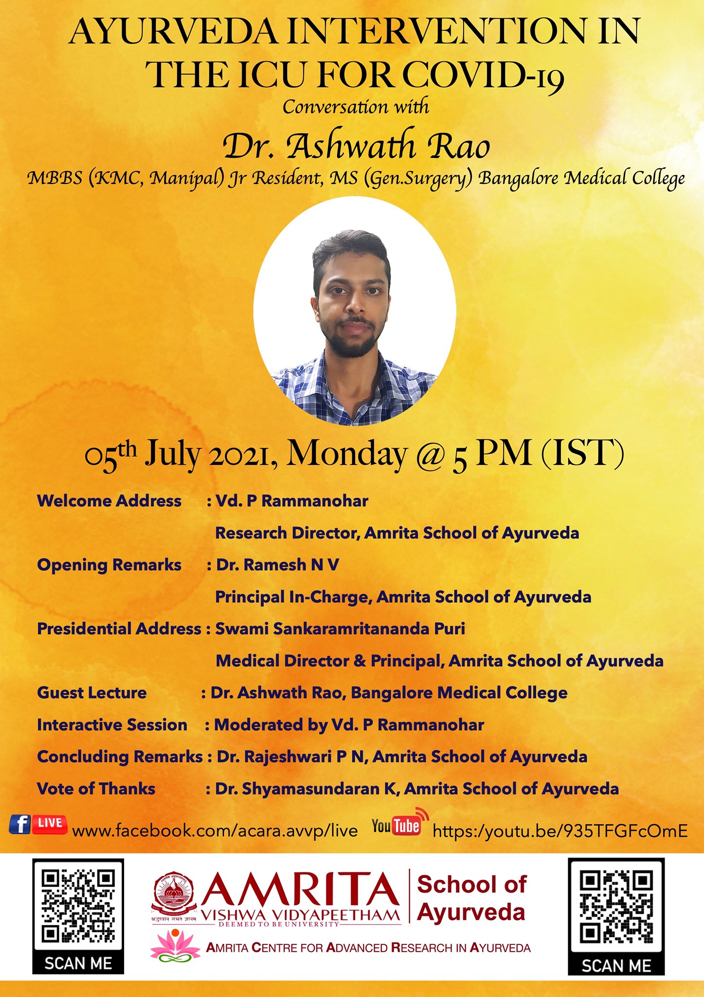Amrita - Conversation with Dr. Ashwath Rao , MBBS (KMC, Manipal), Jr ...