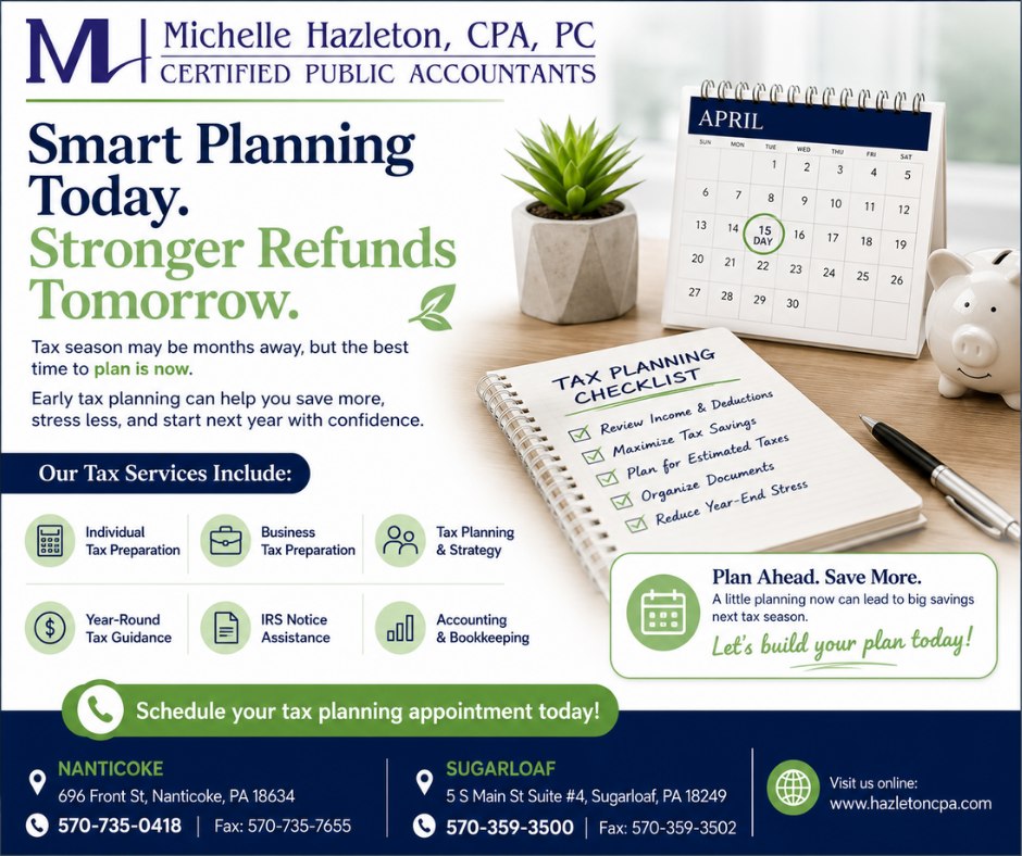 Start tax planning in August with Michelle Hazleton, CPA, for