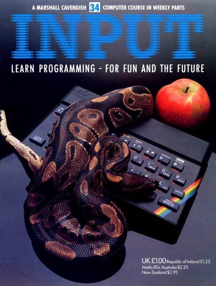 Input magazine issue 34 ZX Spectrum cover with python