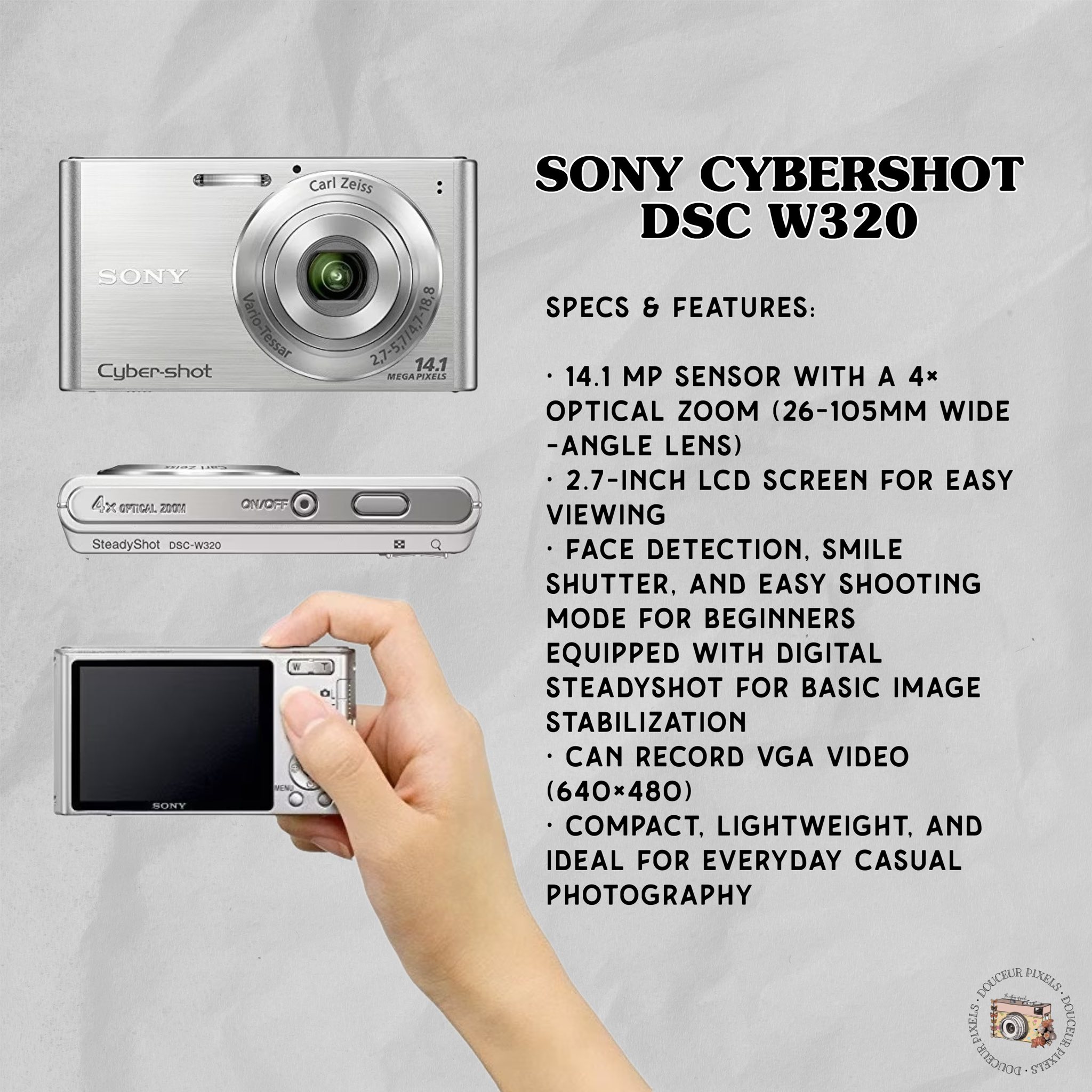 SOLD] SONY CYBERSHOT DSC W320 — in Silver ? ⚙️ Specs & Features 