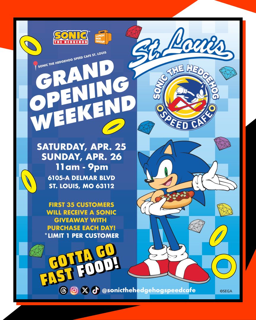 New: The Sonic Speed Cafe has announced the Grand Opening Weekend