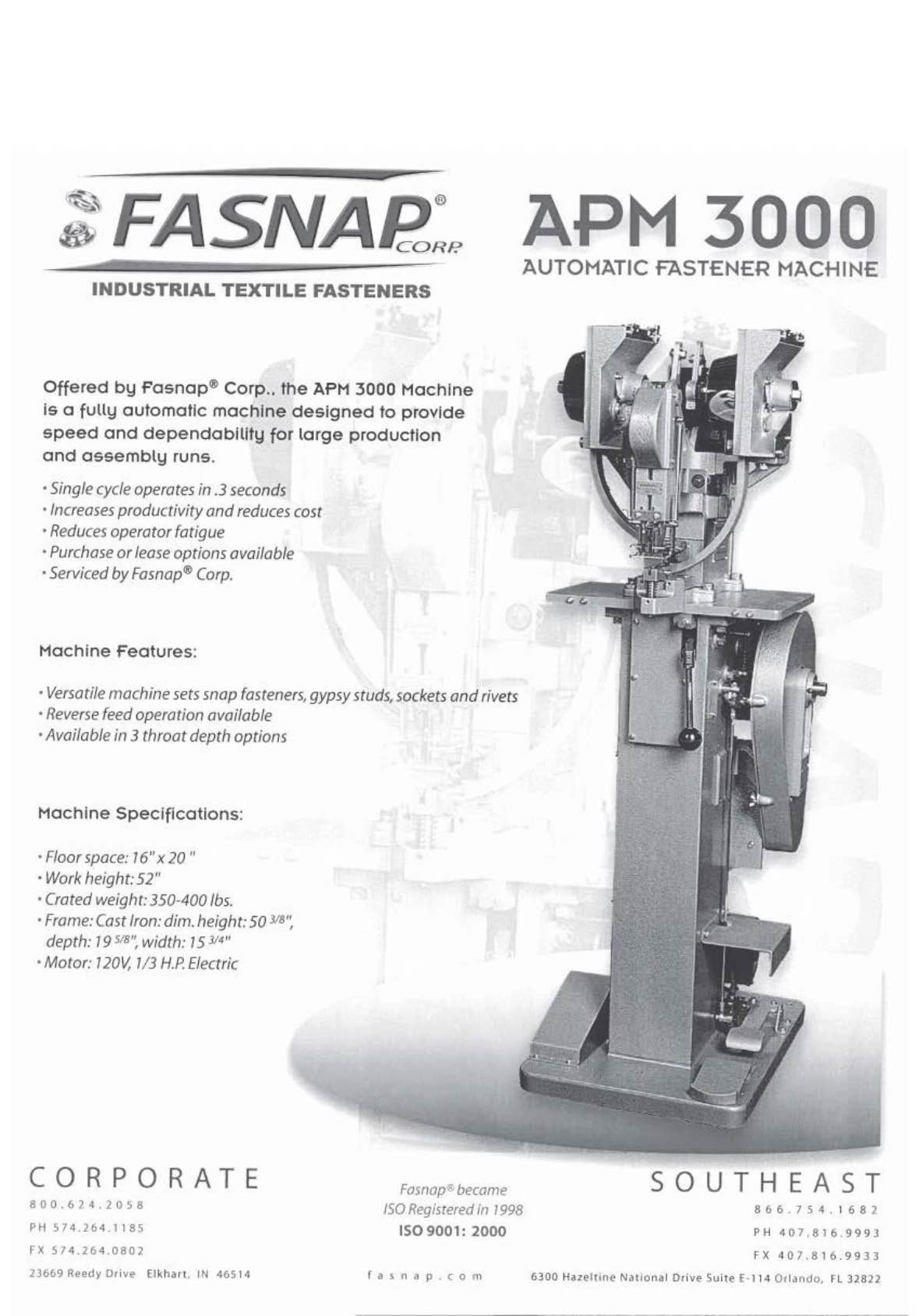 Fasnap Automatic Fastening Machine model APM-3000 - Lathes - West ...