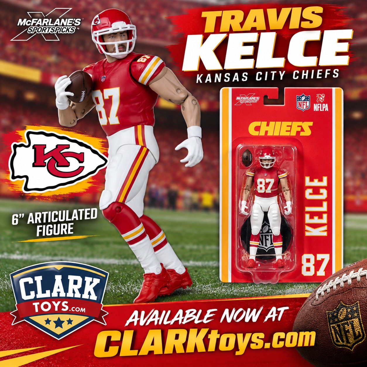 McFarlane Chiefs 6-Pack Set W.Roaf他 🏈 Travis Kelce (Kansas City Chiefs) McFarlane NFL 6