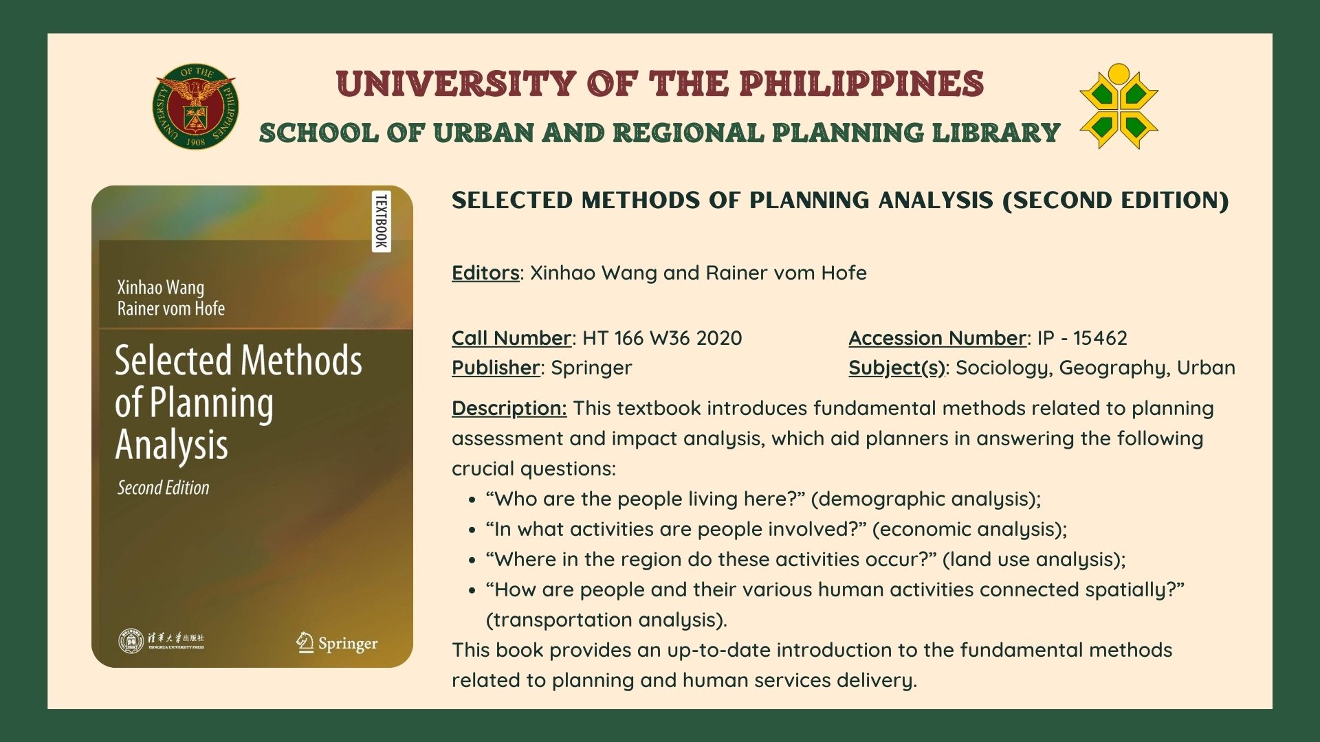 Good... - UP School of Urban and Regional Planning Library | Facebook