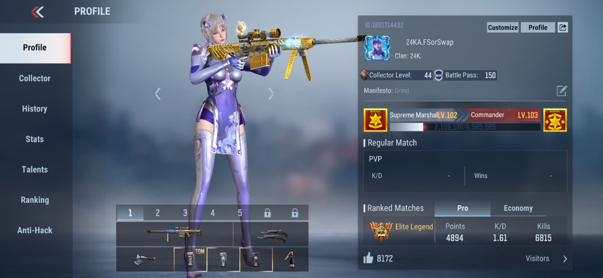 タック Crossfire Legends account swap or sale with NBG Barrett, Gladiator