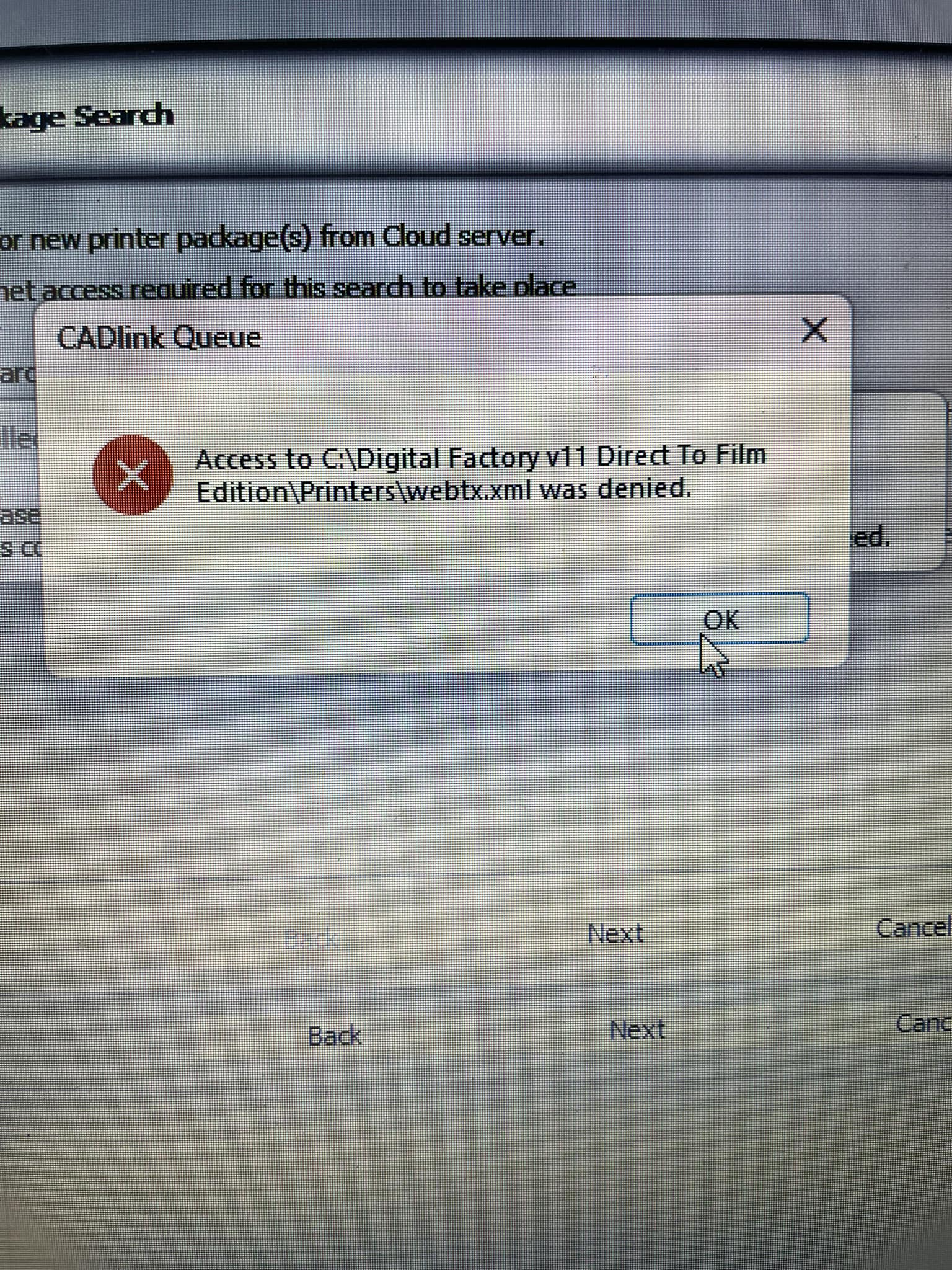 Epson 3880 printer error in Cadlink