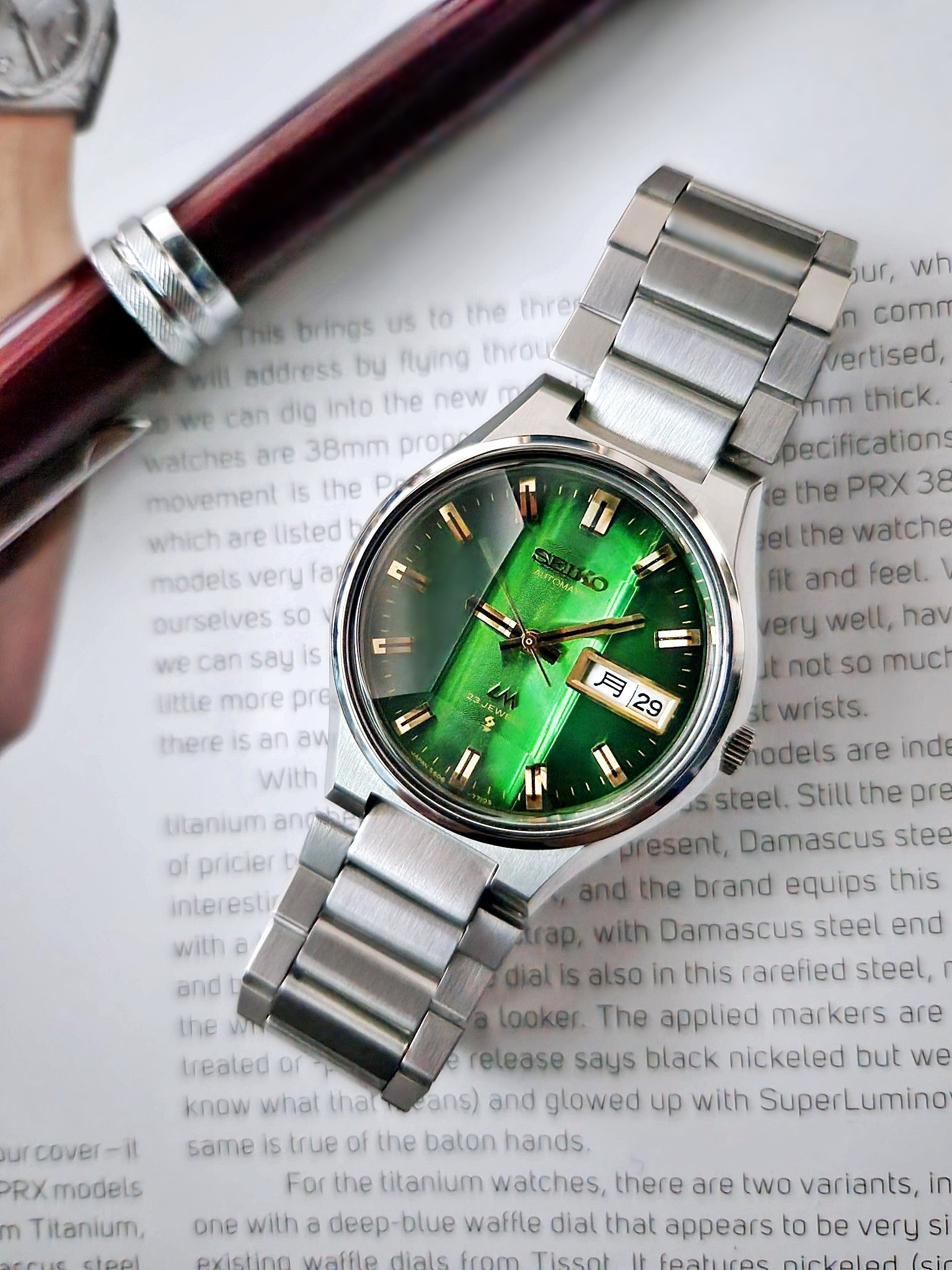 1974 SEIKO Lord Matic 23 jewels Emerald Green JAPAN ❤