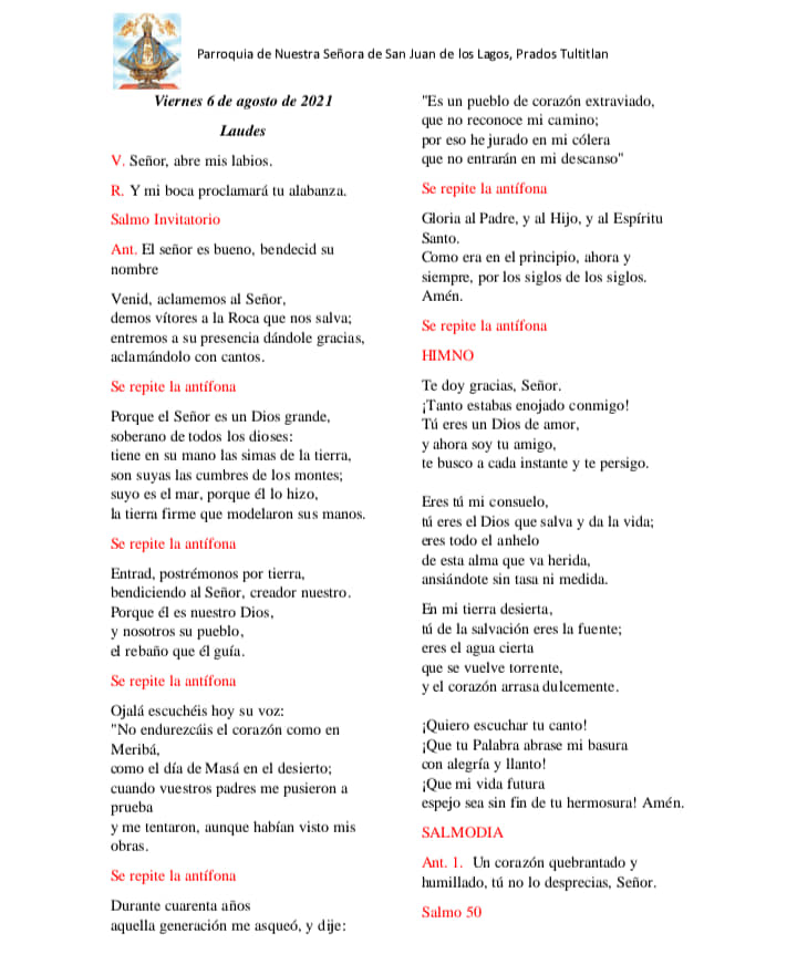 Te... - Parroquia de Ntra. Sra. de San Juan de los Lagos