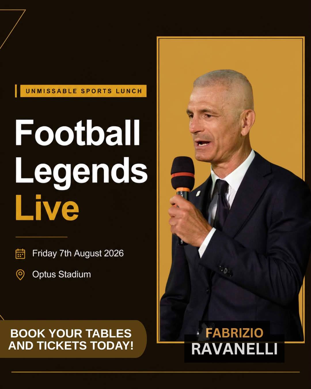 Meet Fabrizio Ravanelli at the Unmissable Sports Lunch in Perth