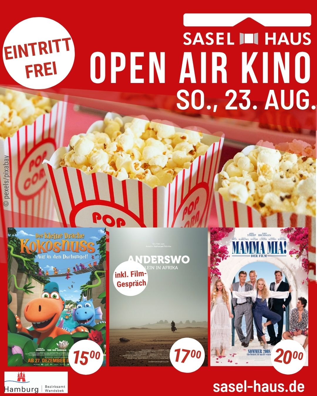 Open Air Kino vor dem Sasel-Haus