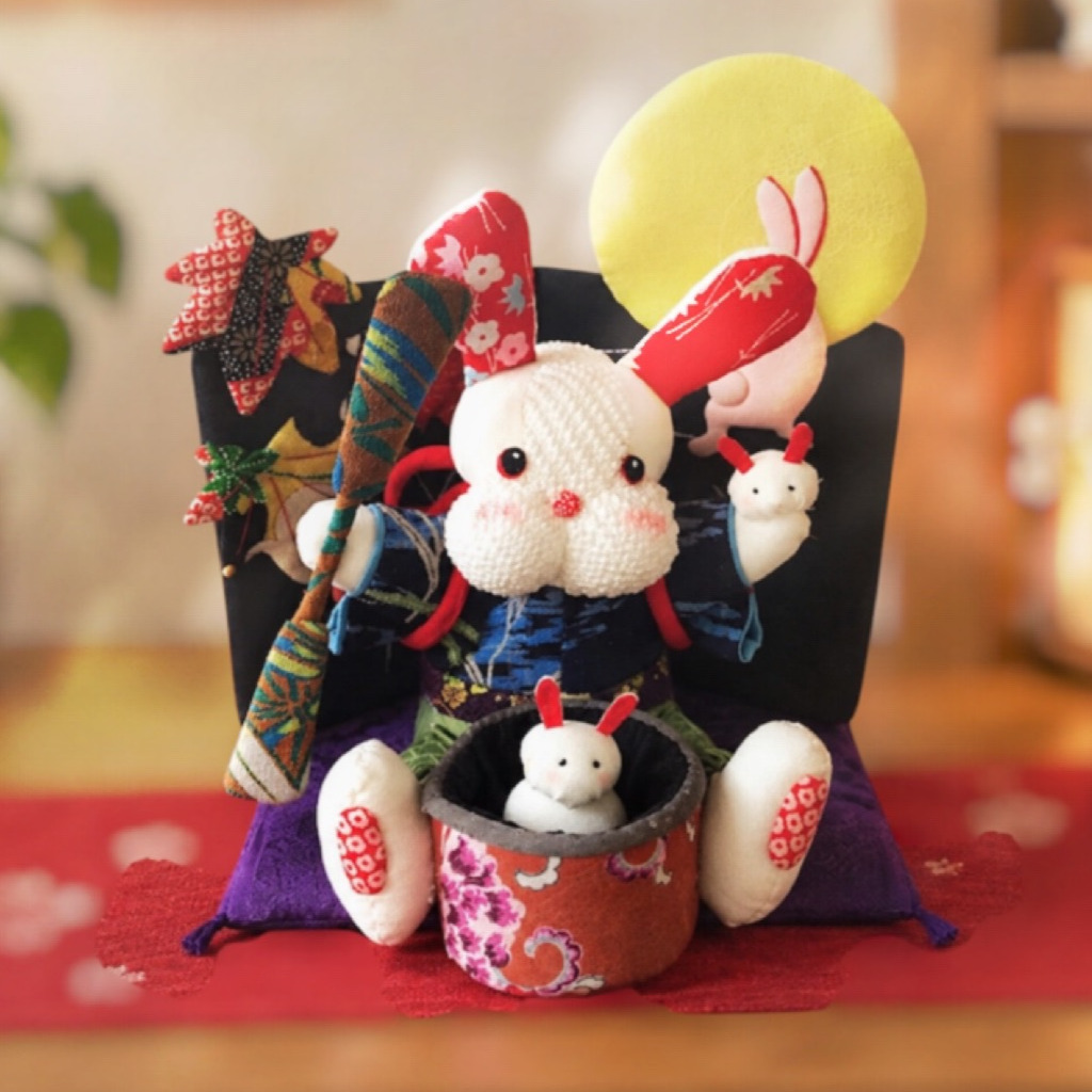 古布　押し絵タペストリー　ねずみと小槌　縮緬細工　ハンドメイド 和小物キット専門店 京屋 - 【キット】ネズミの餅つきのタペストリー