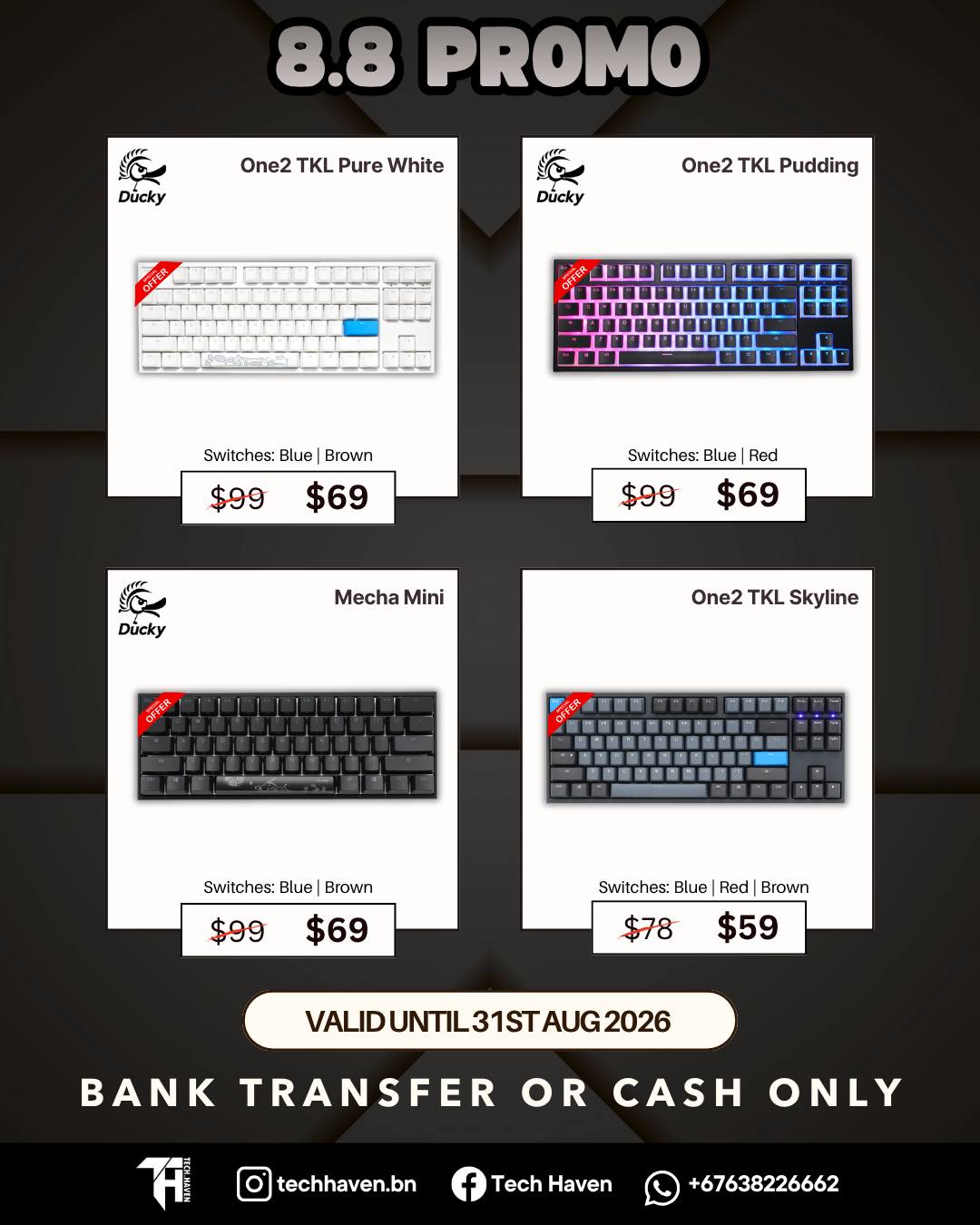 Tech Haven's promo deals on Ducky keyboards, microphones, and NZXT