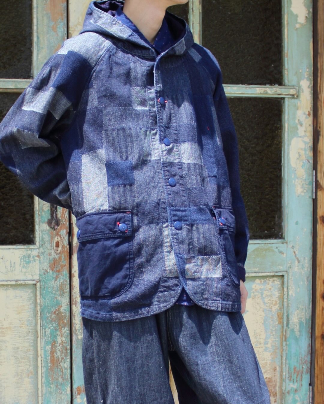 🌿Men's Coordinate 異なる織り模様を組み合わせ、 パッチワークのよう