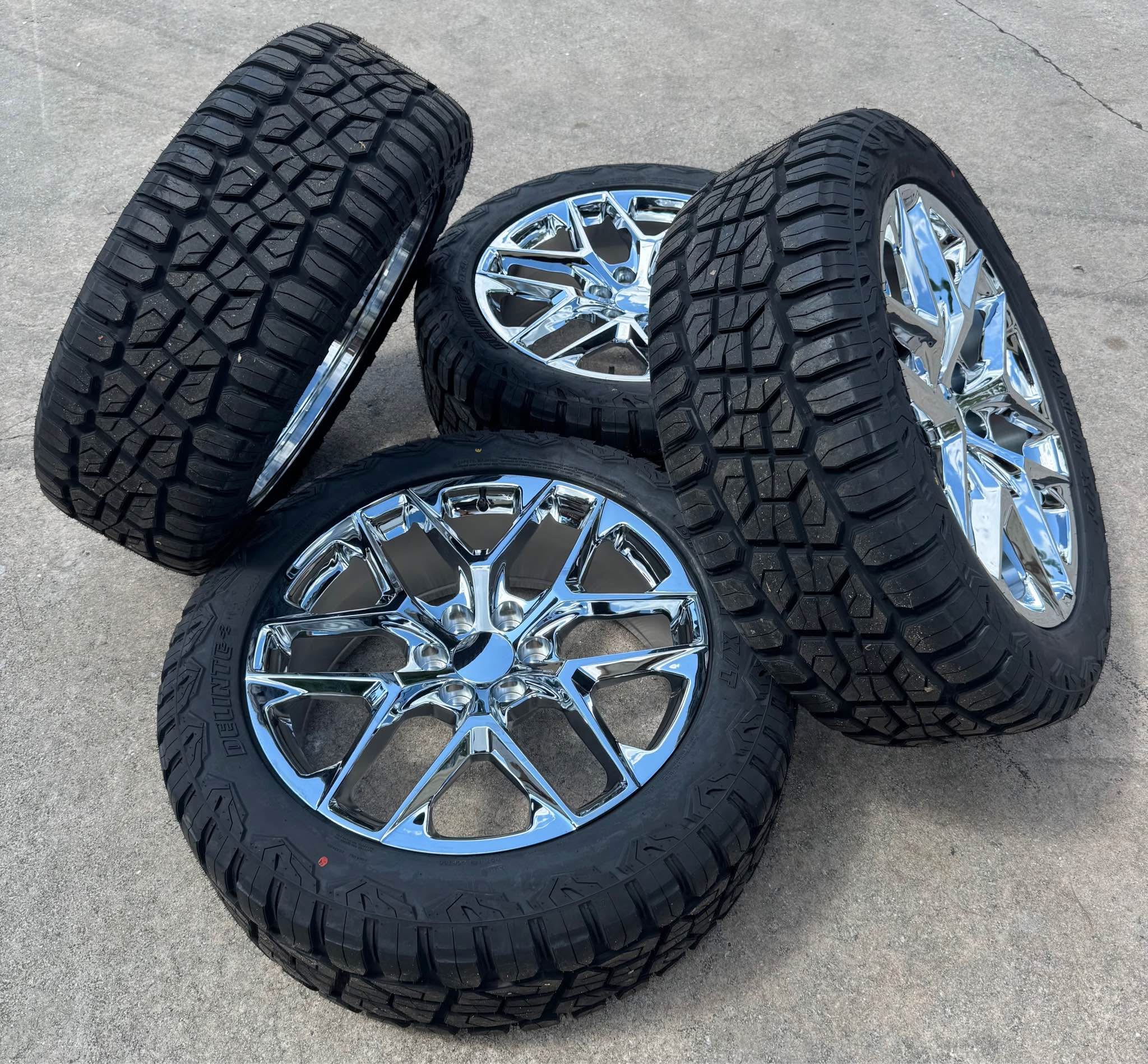 New Silverado Sierra 1500 Chrome 22x9 Wheels and Tires 275/50R22 - Car ...