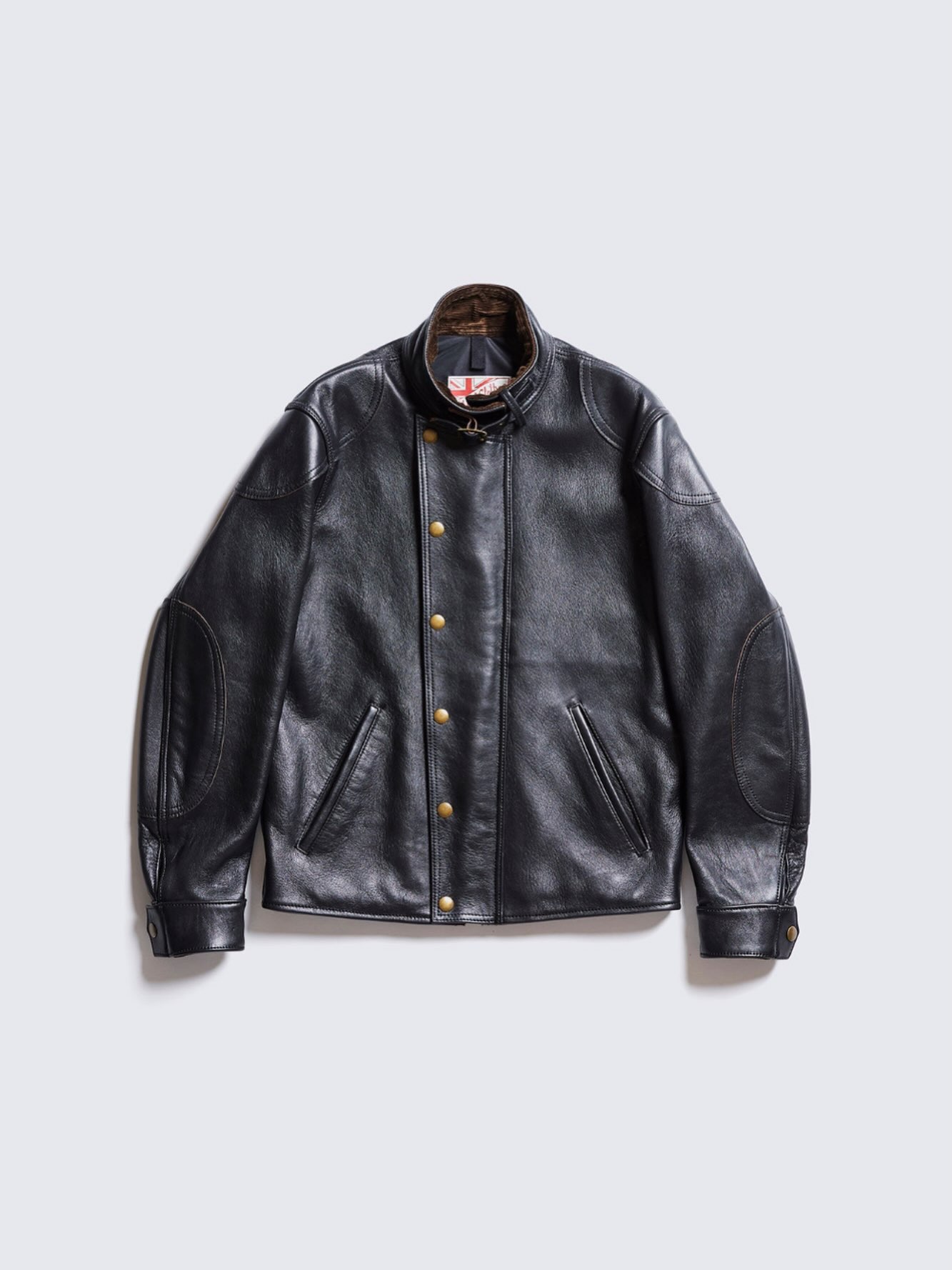 AD-01 HORSEHIDE CENTER ZIP JACKET. Color: BLACK. Model: 175cm 78kg