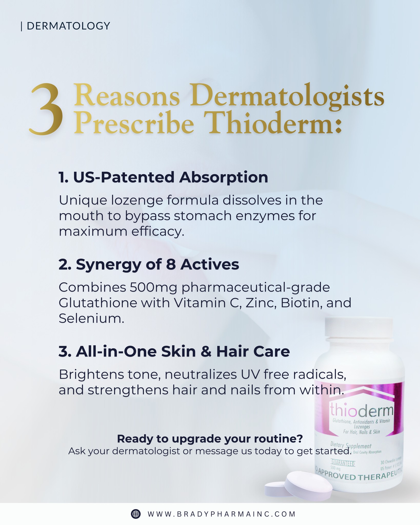 thioderm glutathione lozenges Brady Pharma Inc. added a new photo glutathione injection subq or Hydrating Face Wash Presentation::5 vials x 10ml