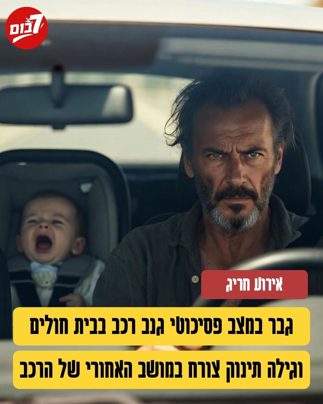 7 בום - הסיוט הכי גרוע של הורים: אדם במצב פסיכוטי גנב רכב בבית חולים ...