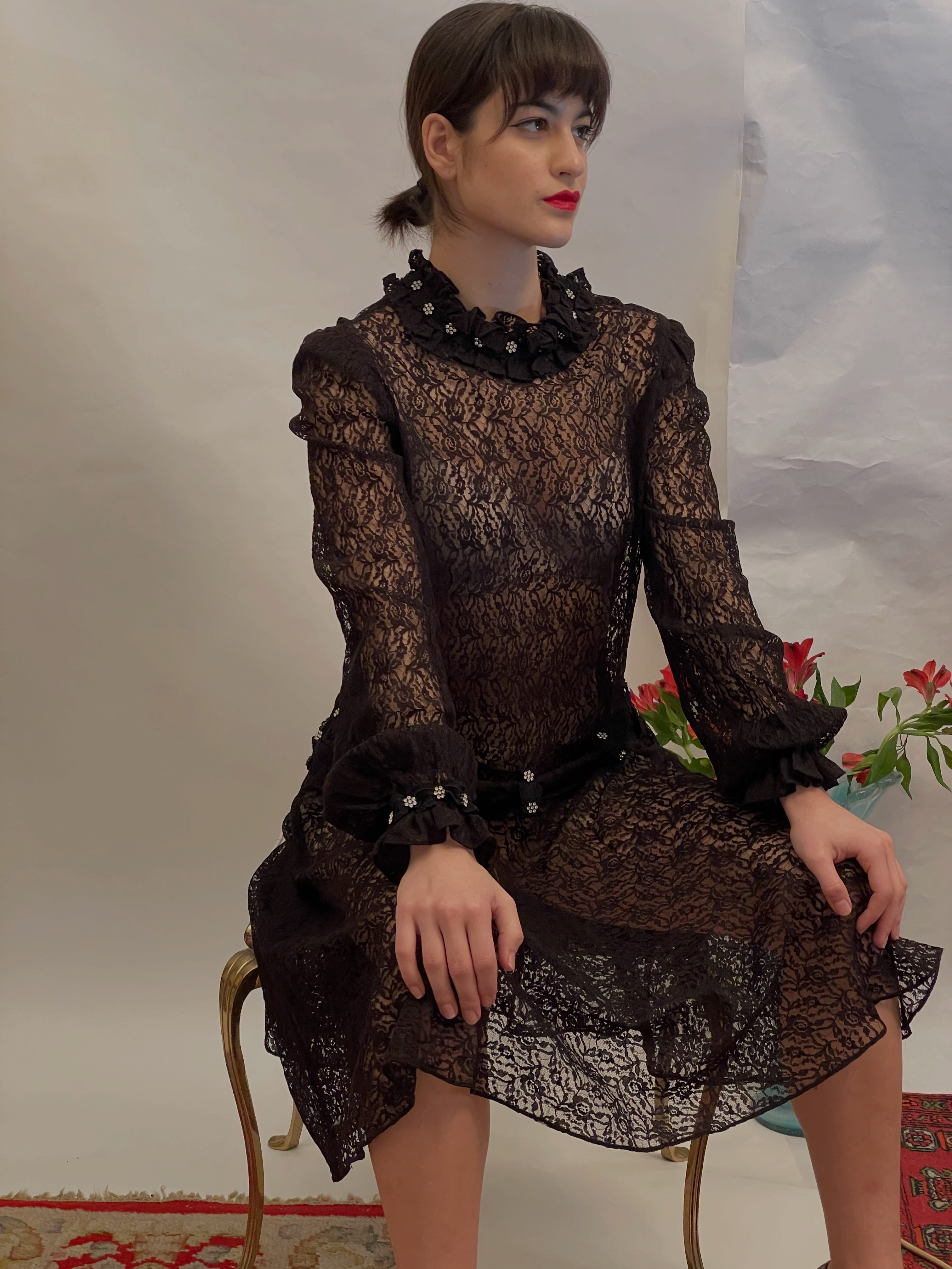 80s Agnes Foti lace dress for sale on Etsy