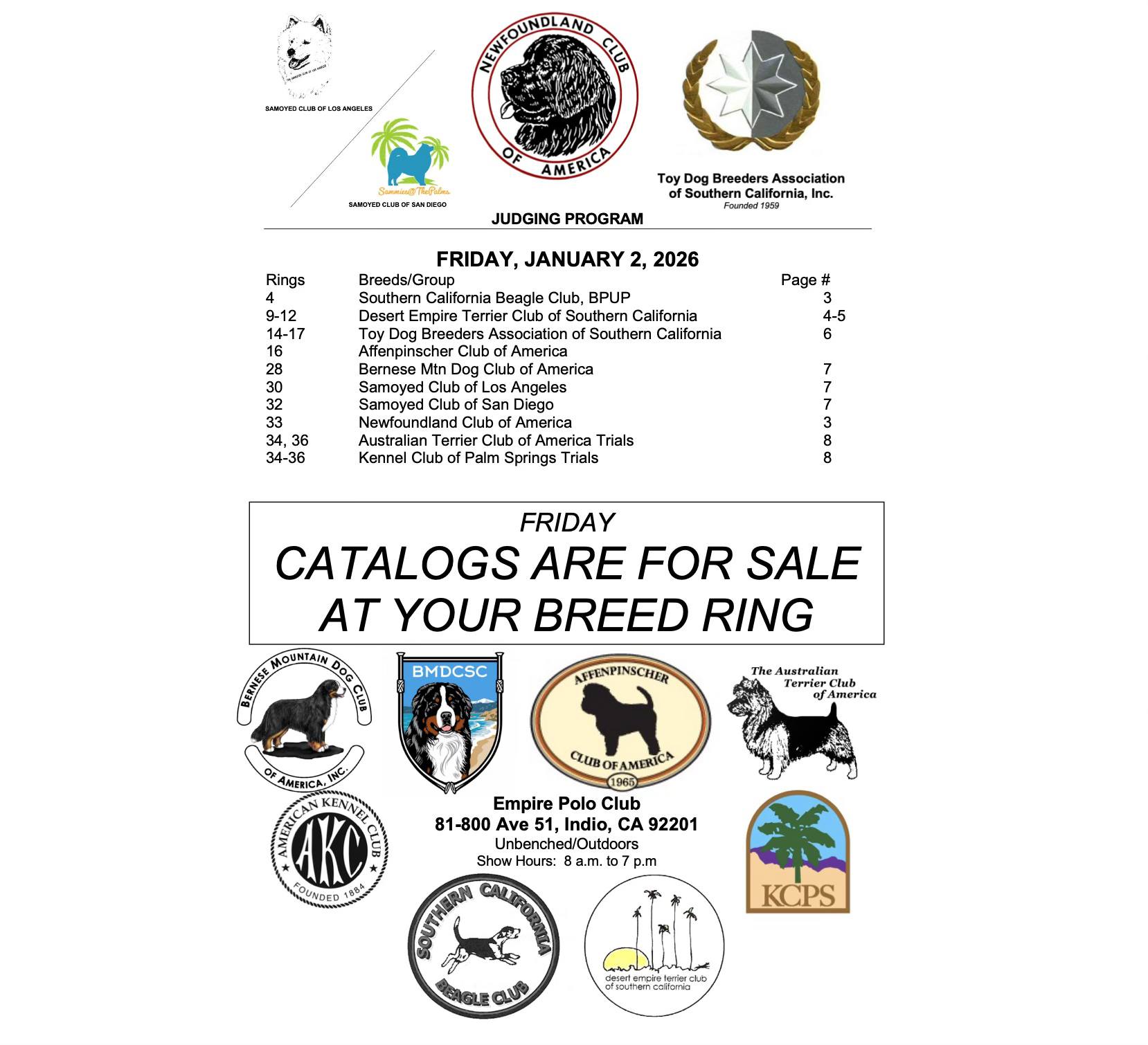 Here is the Judging Program for... - Jack Bradshaw Dog Shows | Facebook