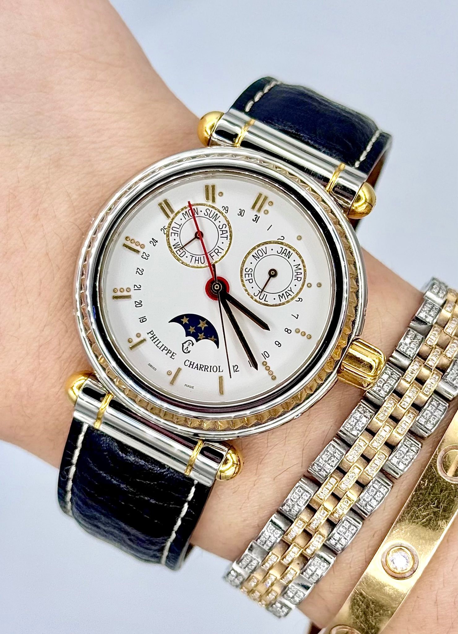 PHILIPPE CHARRIOL [37MM] ♡ ?️ ₱89,999 • Triple Date Moon 