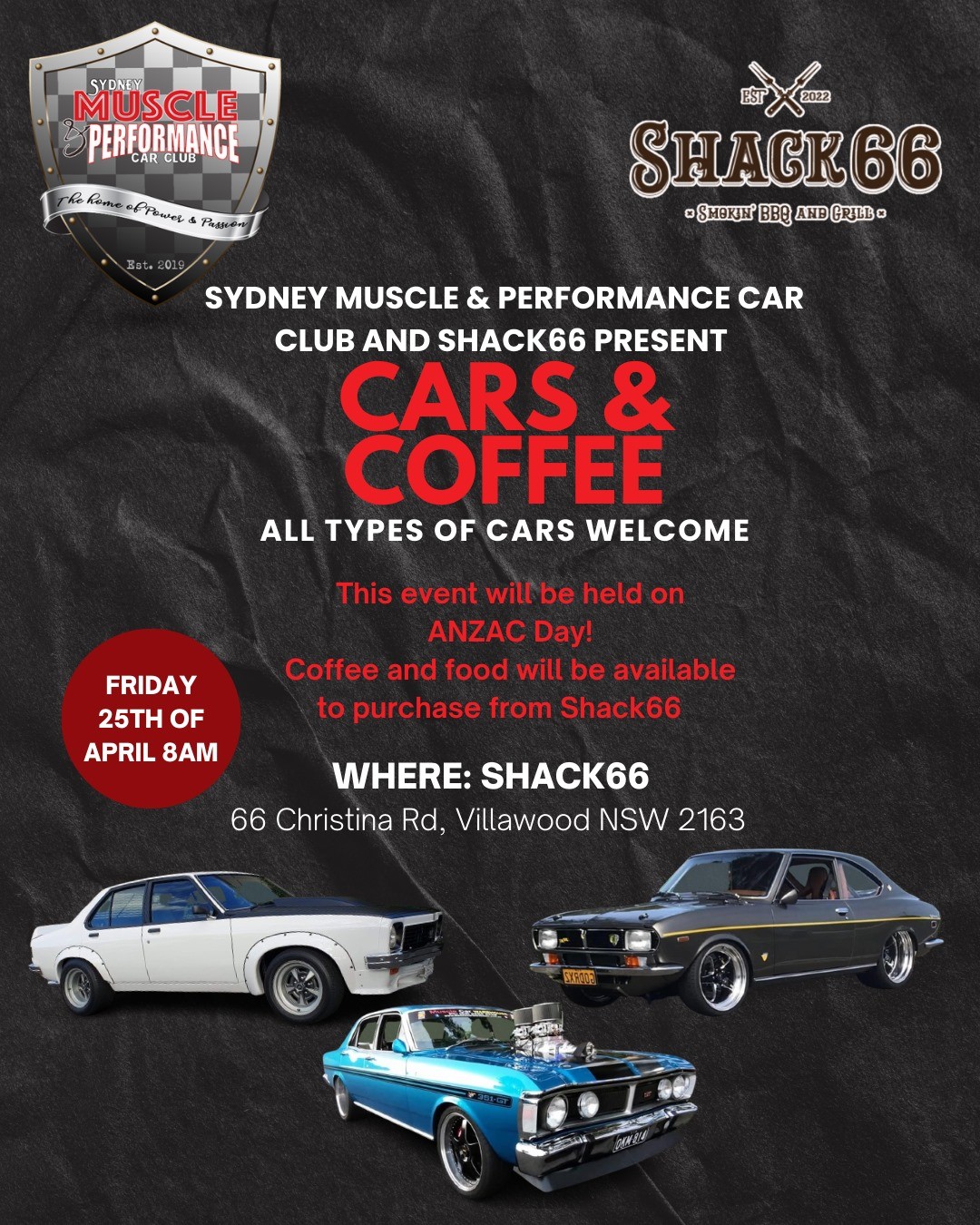 Cars and Coffee Presented by SM&PCC and Shack66