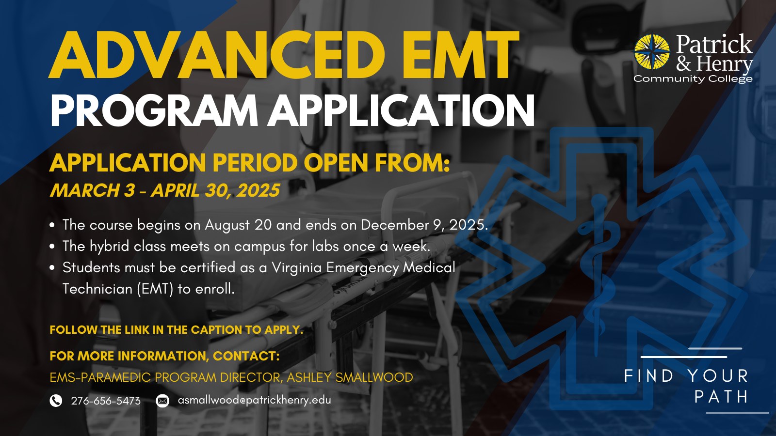 Patrick - The Advanced EMT Program Application is now open! The ...