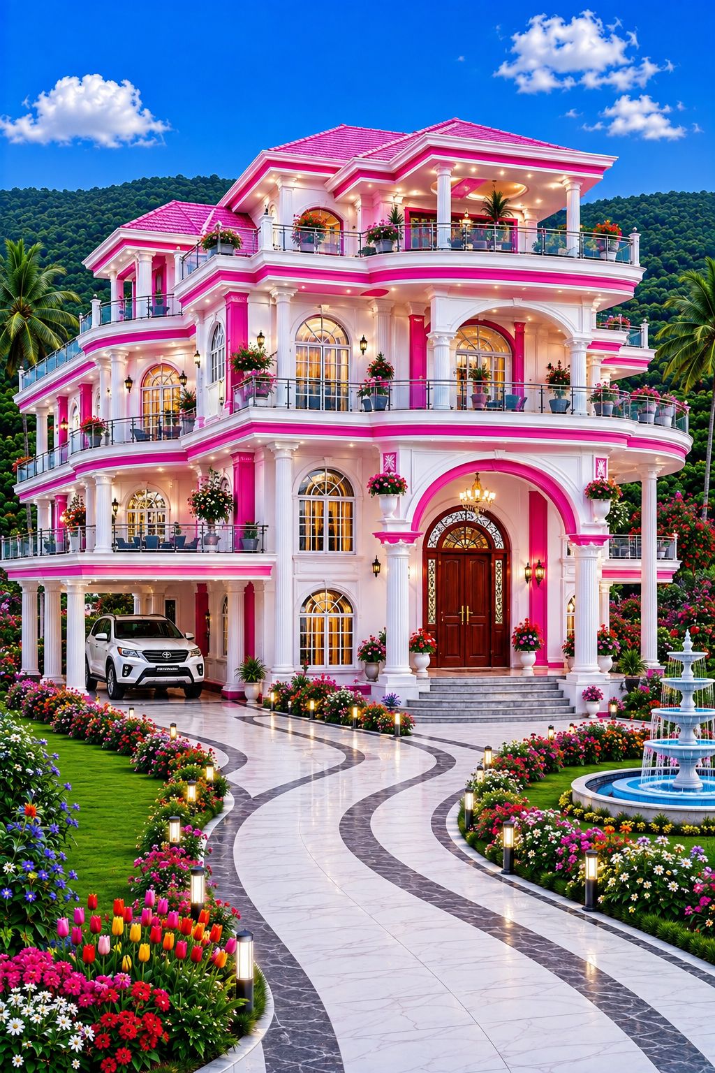 Unique pink house
