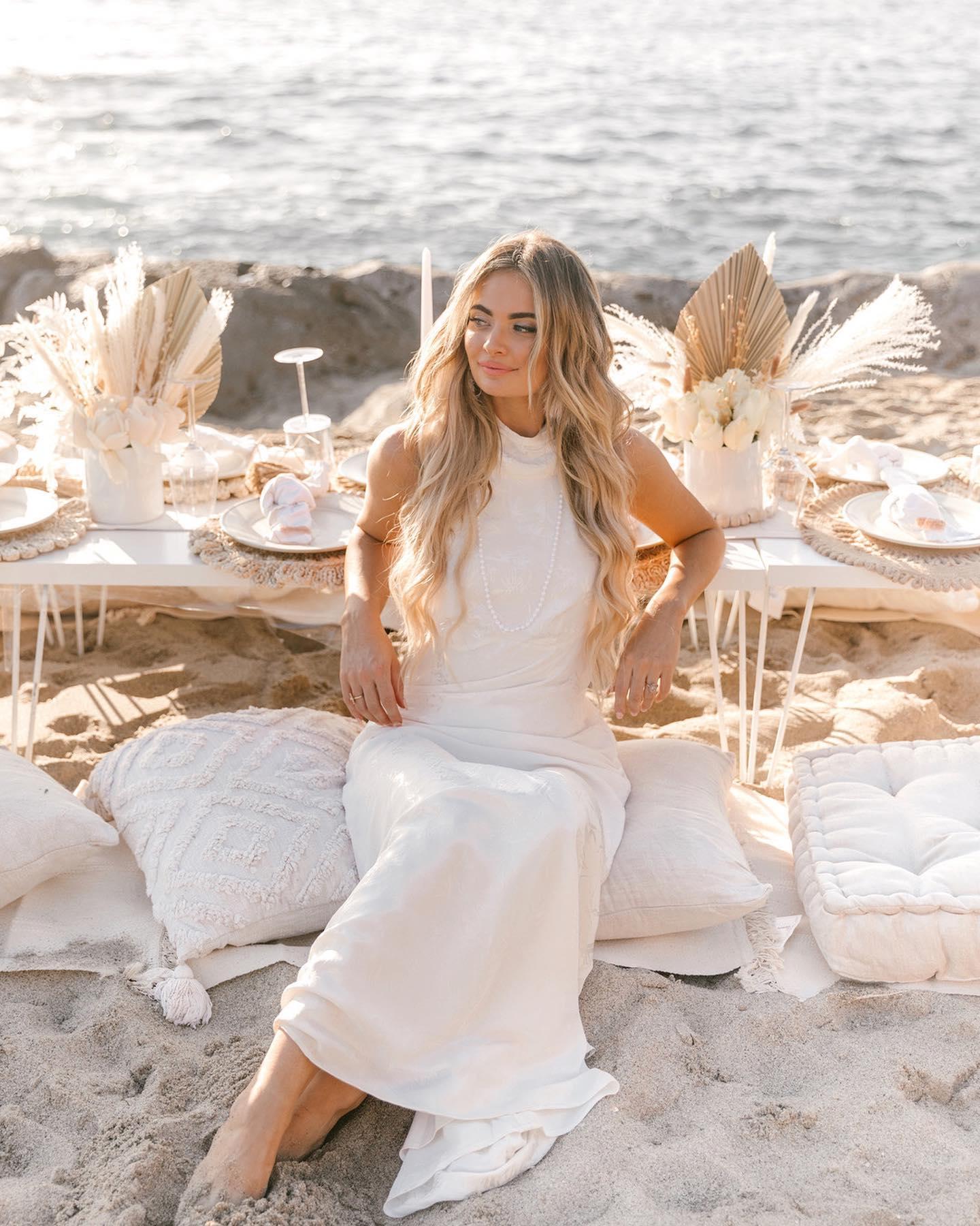 bridesmaid dresses bohemian Mixed Boho Beach Summer Beige 31.07.2026 Size:FR40 - US8 - UK12 Luxurious Fit-and-Flare Wedding Dress