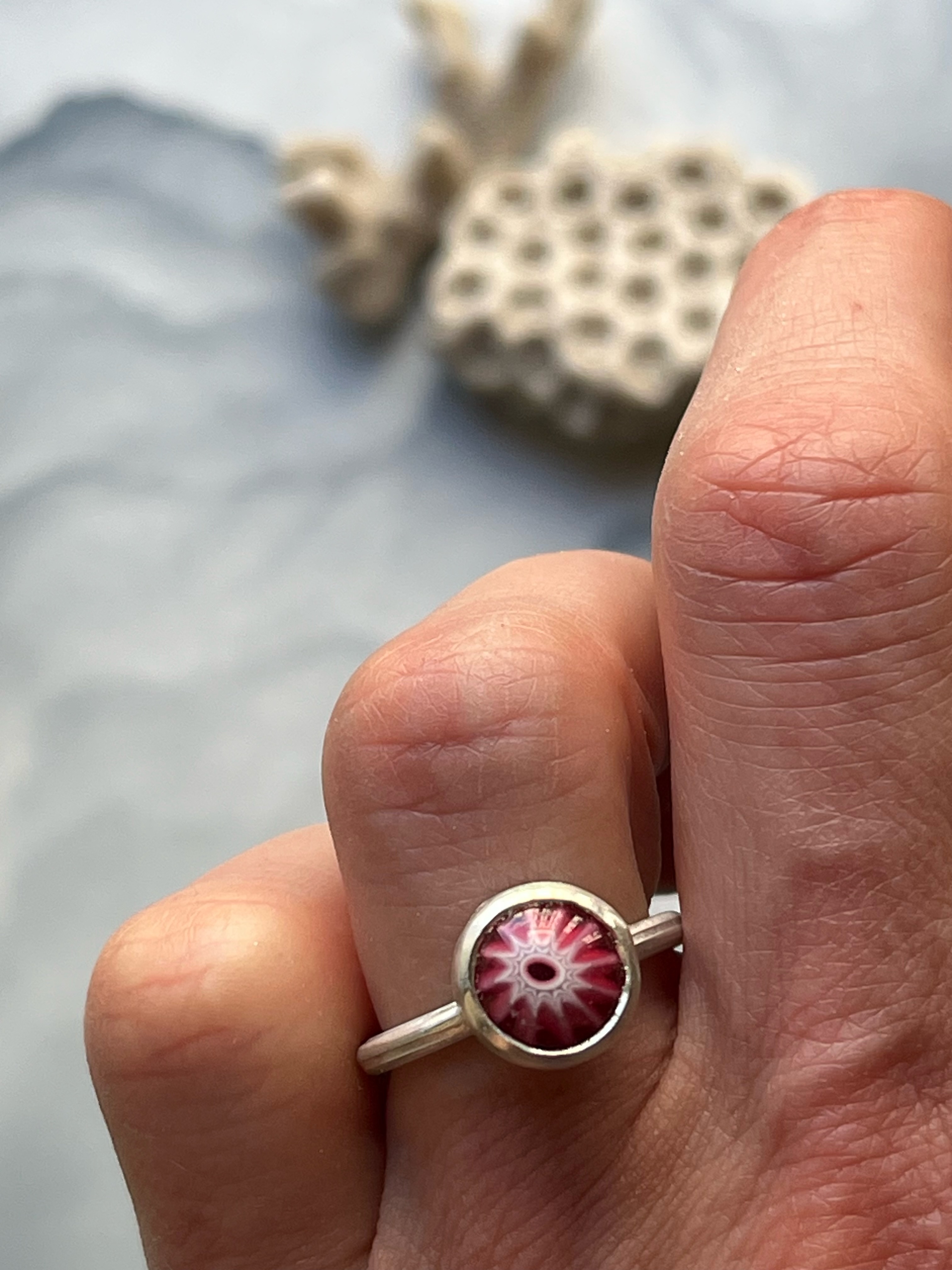 New ring “Reef Blossom” for sale Size:16.5 Silver. Murano glass