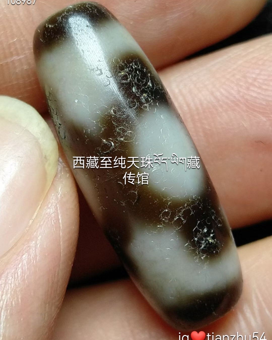 价高)至纯收藏级千年虎牙天珠朱砂西藏唐朝天珠至纯满朱砂，朱砂非常