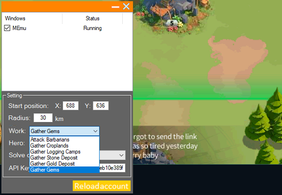 Tool Auto Rise of kingdoms RSS Ngô Vàng Đá Gỗ Gems