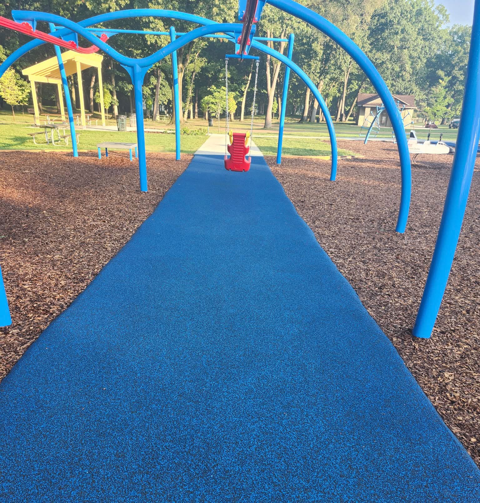 Pontiac Oaks play equipment with zip line swings