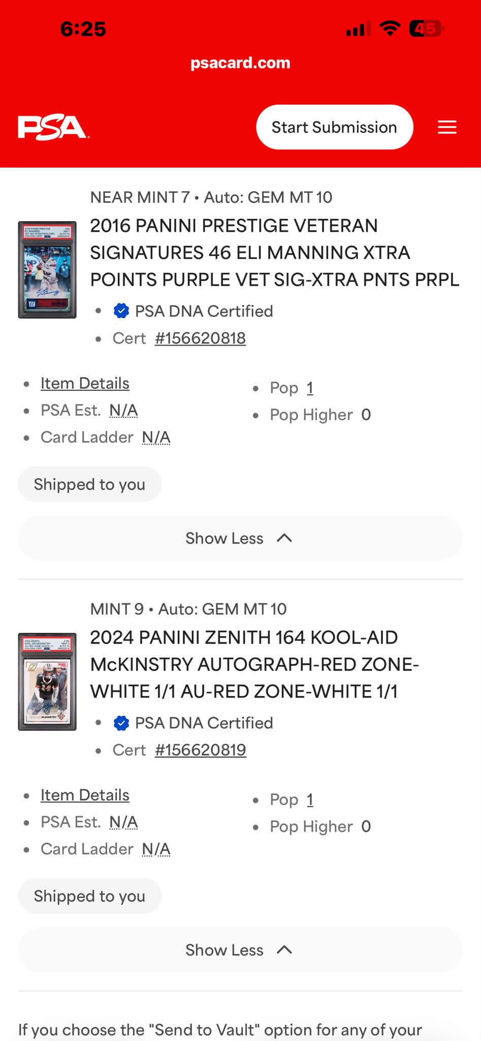 What to do when PSA's offer for a lost 1/1 card is unacceptable?