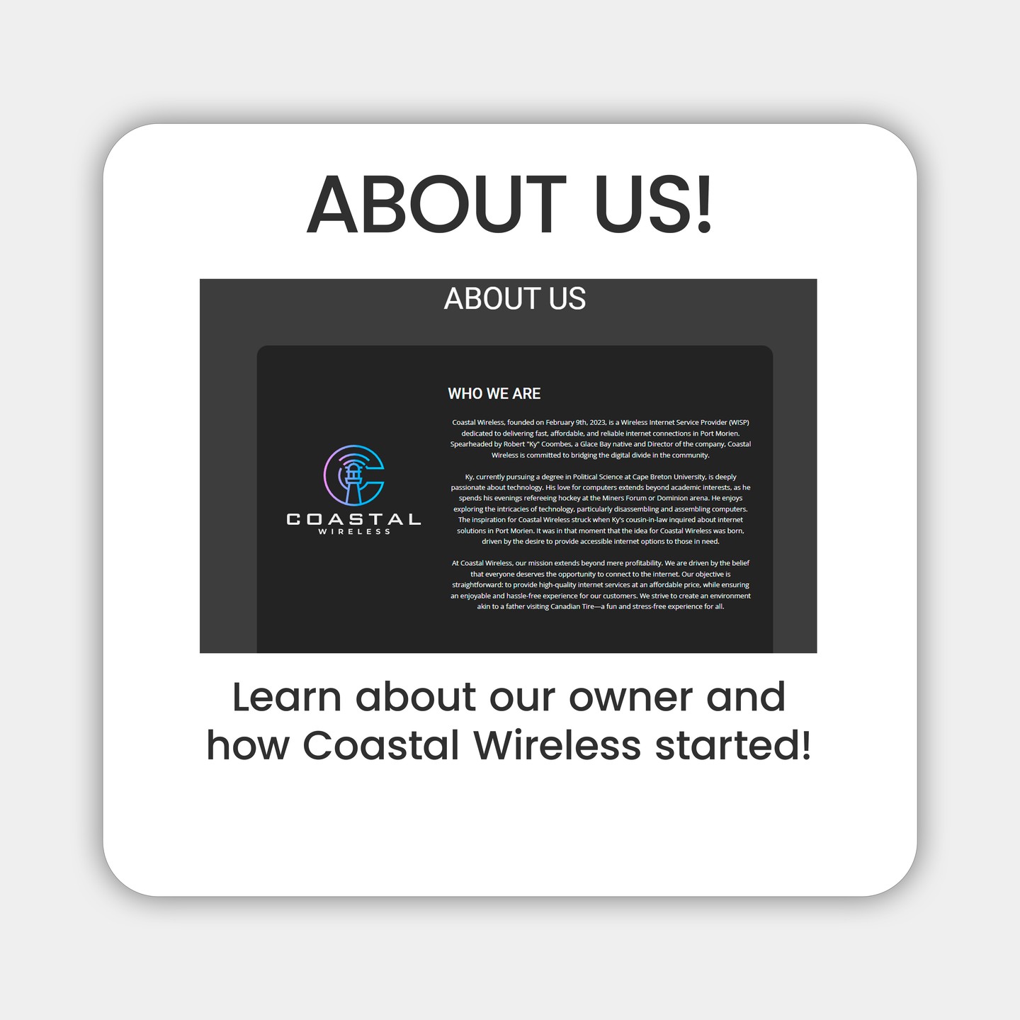 View of Coastal Wireless | Port Morien NS