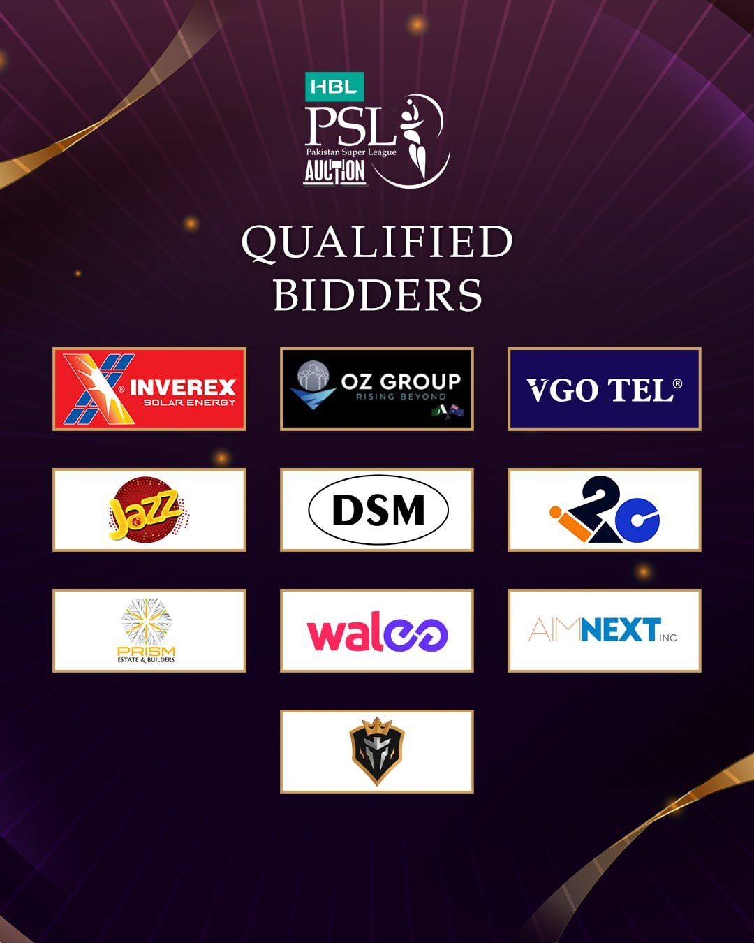 World - The auction for the two new teams in the HBL Pakistan Super ...