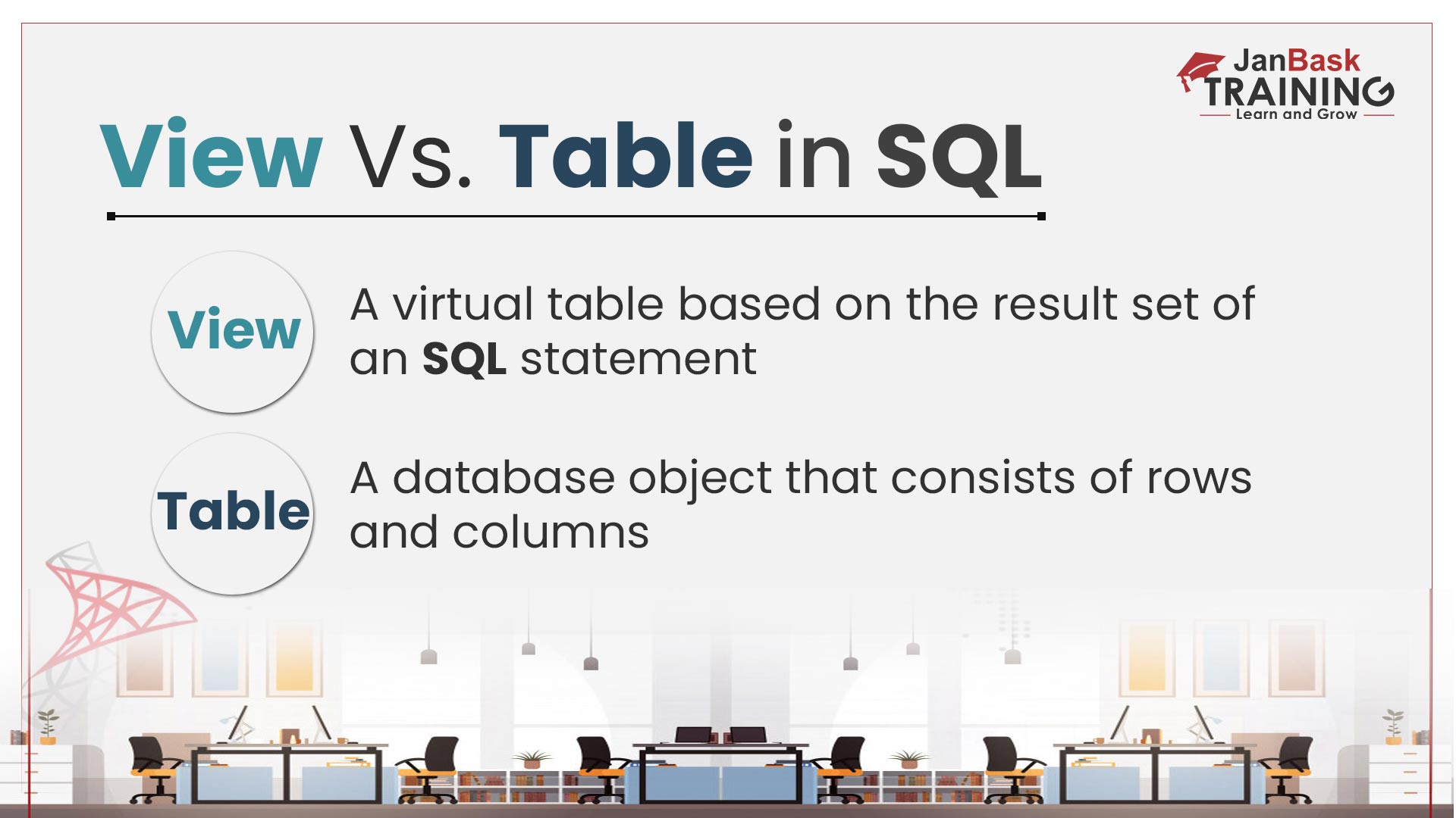 The terms Table and View are standard... - JanBask Training | Facebook