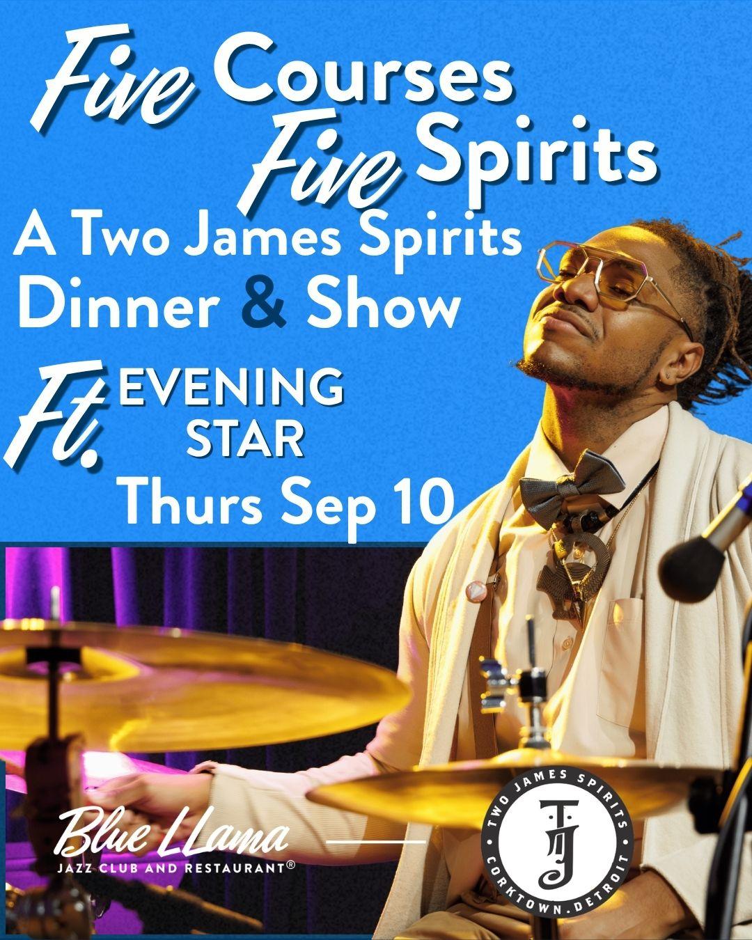 This one is worth clearing your calendar for. On September 10th, Blue LLama and Two James Spirits are coming together for a five-course, five-spirits Dinner & Show experience featuring the extraordinary Evening
