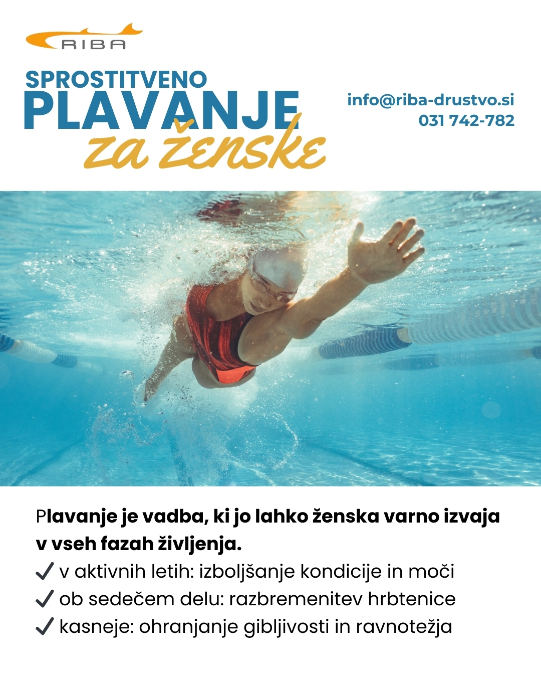 ŠD Riba - 👩‍⚕️ Plavanje je odlična izbira za ženske v vseh... | Facebook