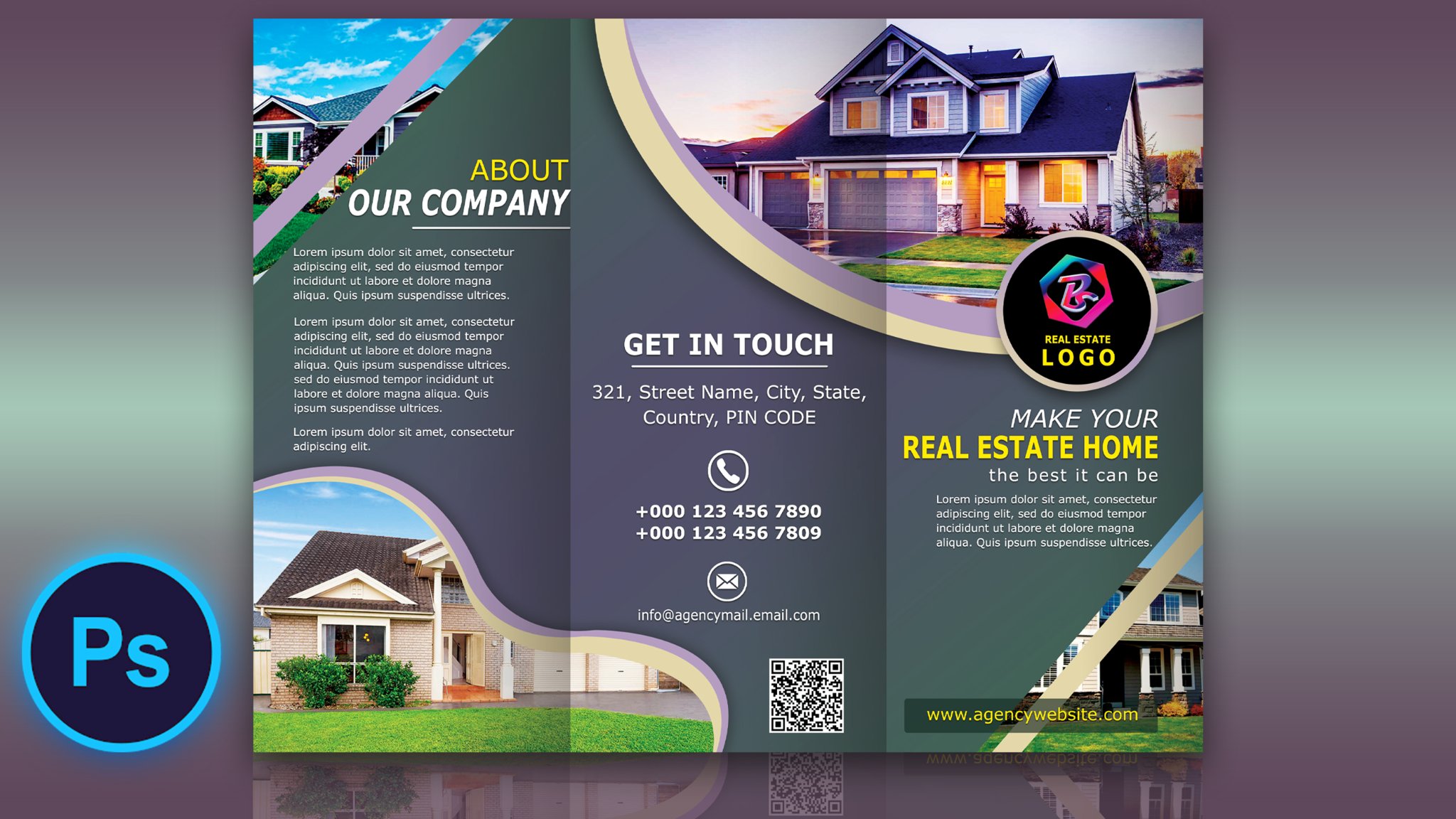 Adobe tutorials | Tri-Fold Brochure Design | Real Estate Tri Fold ...