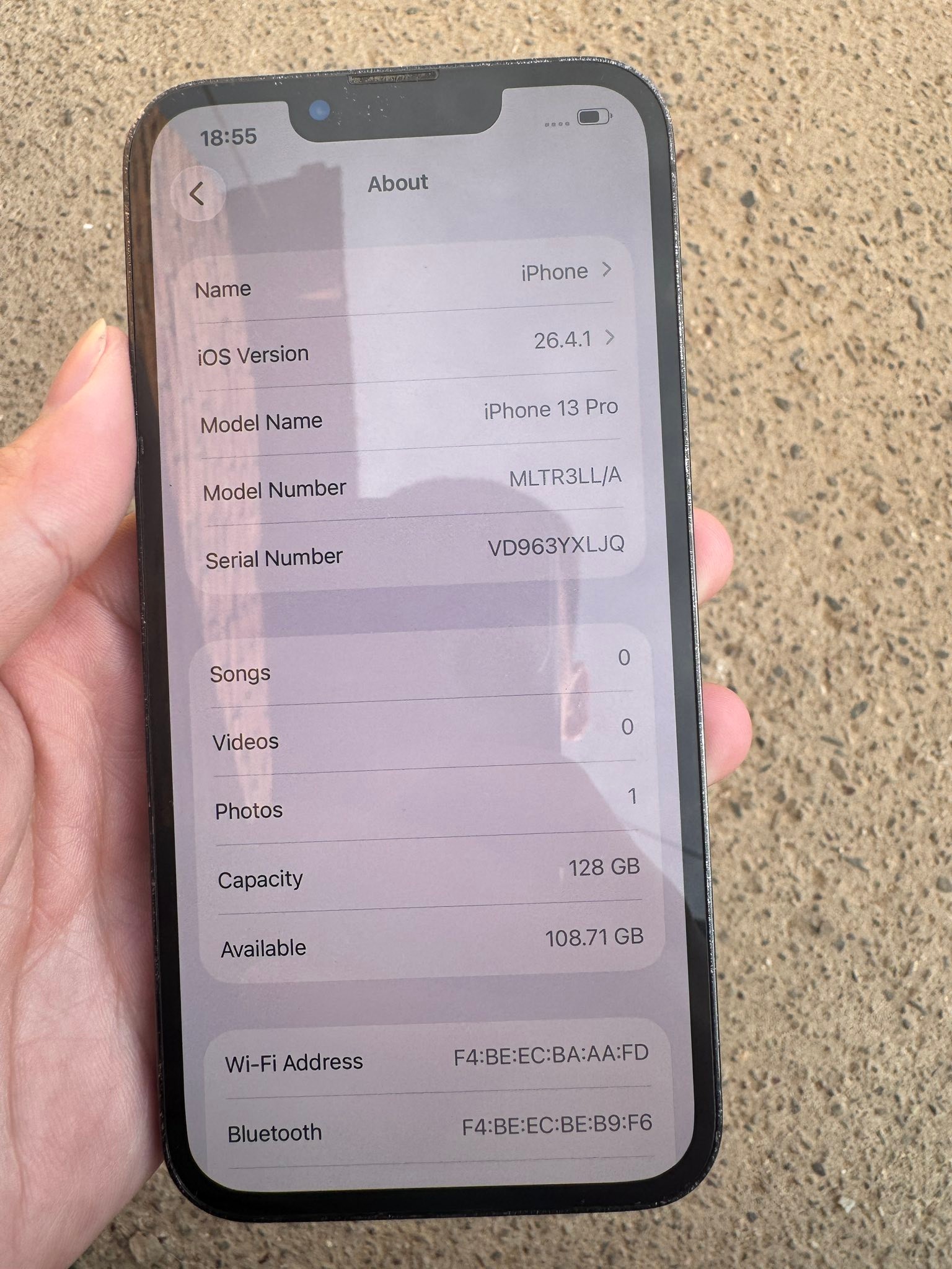 iphone 13pro graphite lla model 128gb battery 85 huvi face id true 