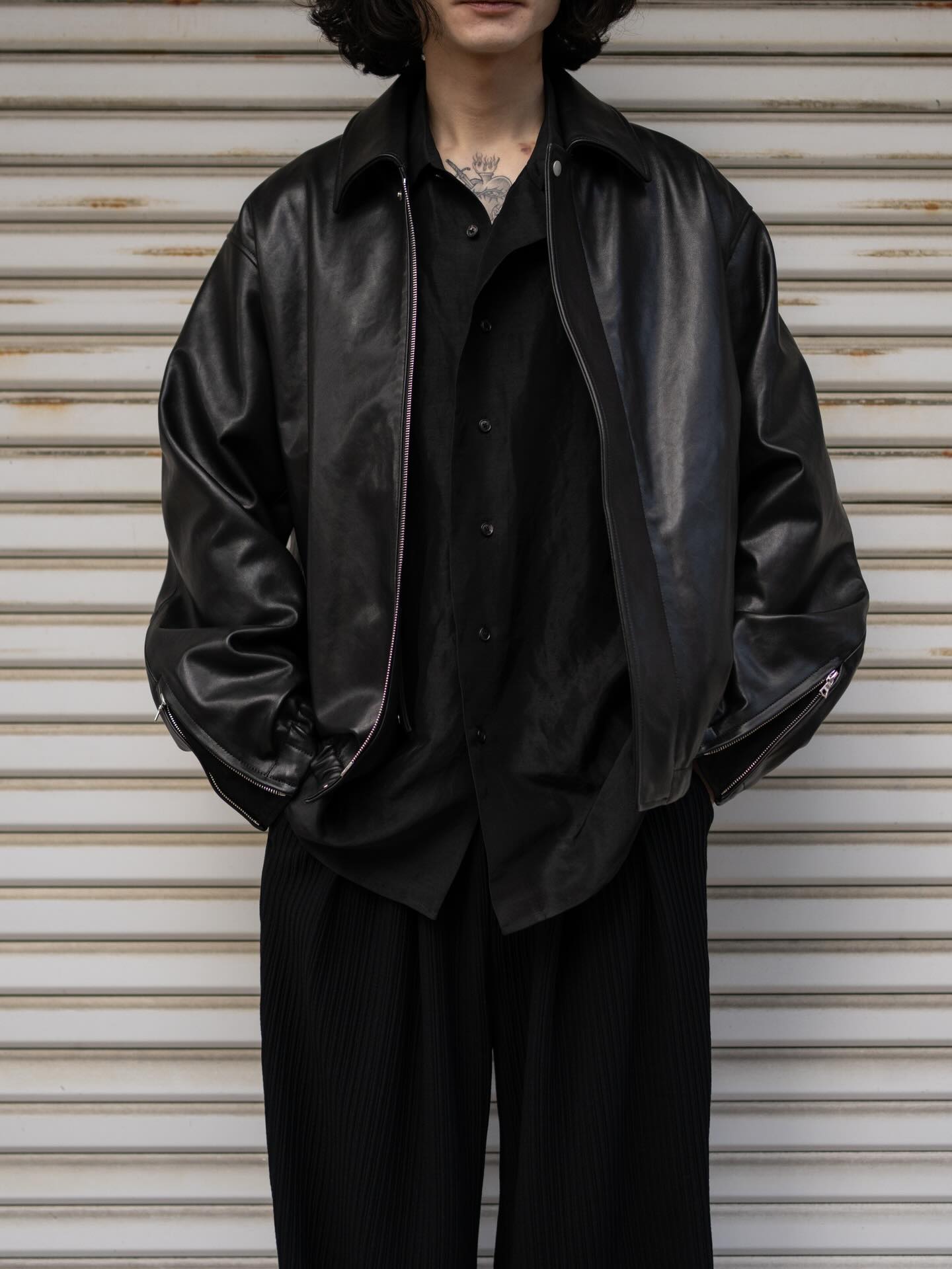 ssstein_design @attic_sendai ex. SHEEP LEATHER ZIP SHORT JACKET(M 