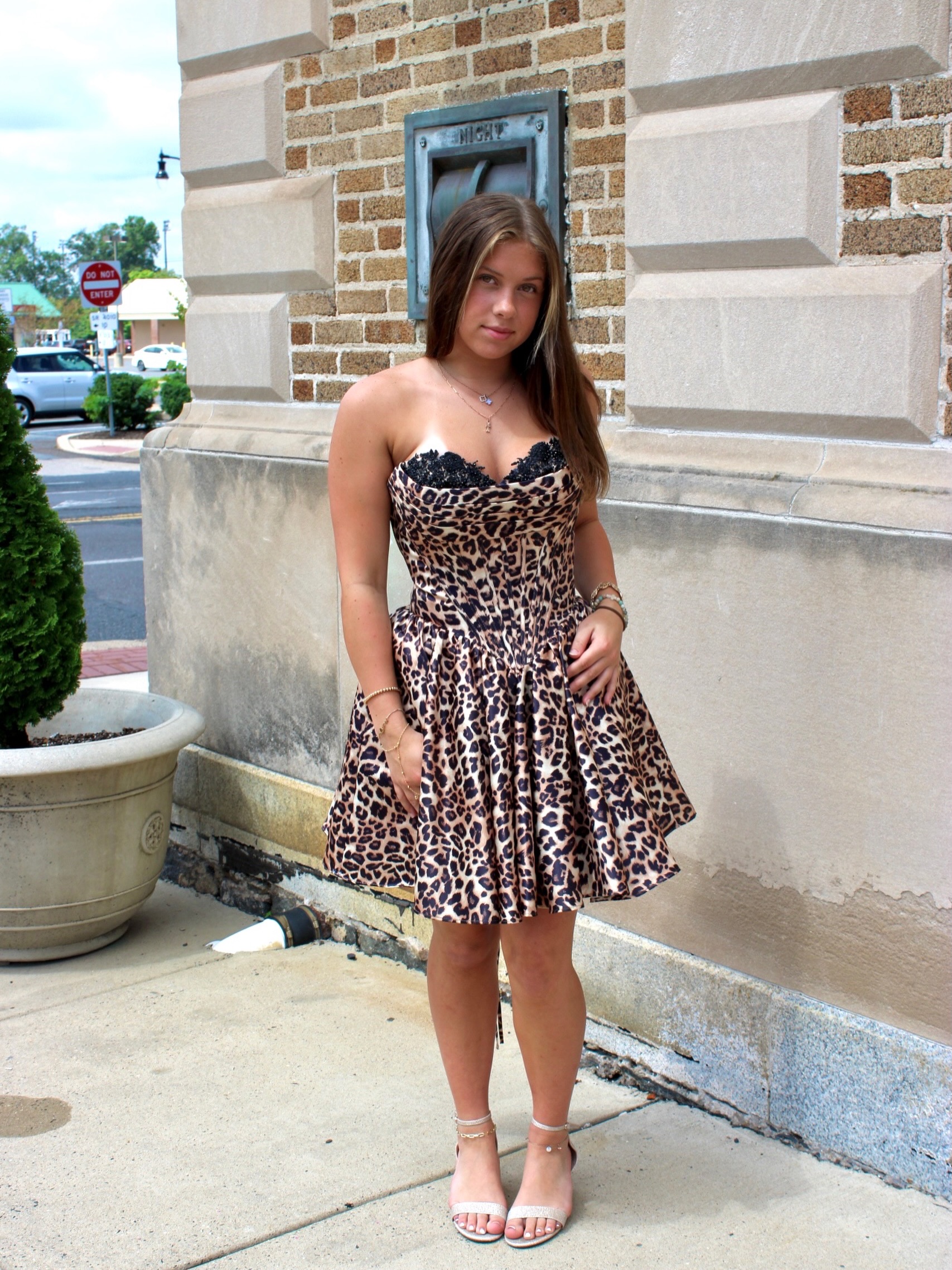 leopard print homecoming dress with sweetheart neckline for hoco 2026 7482
