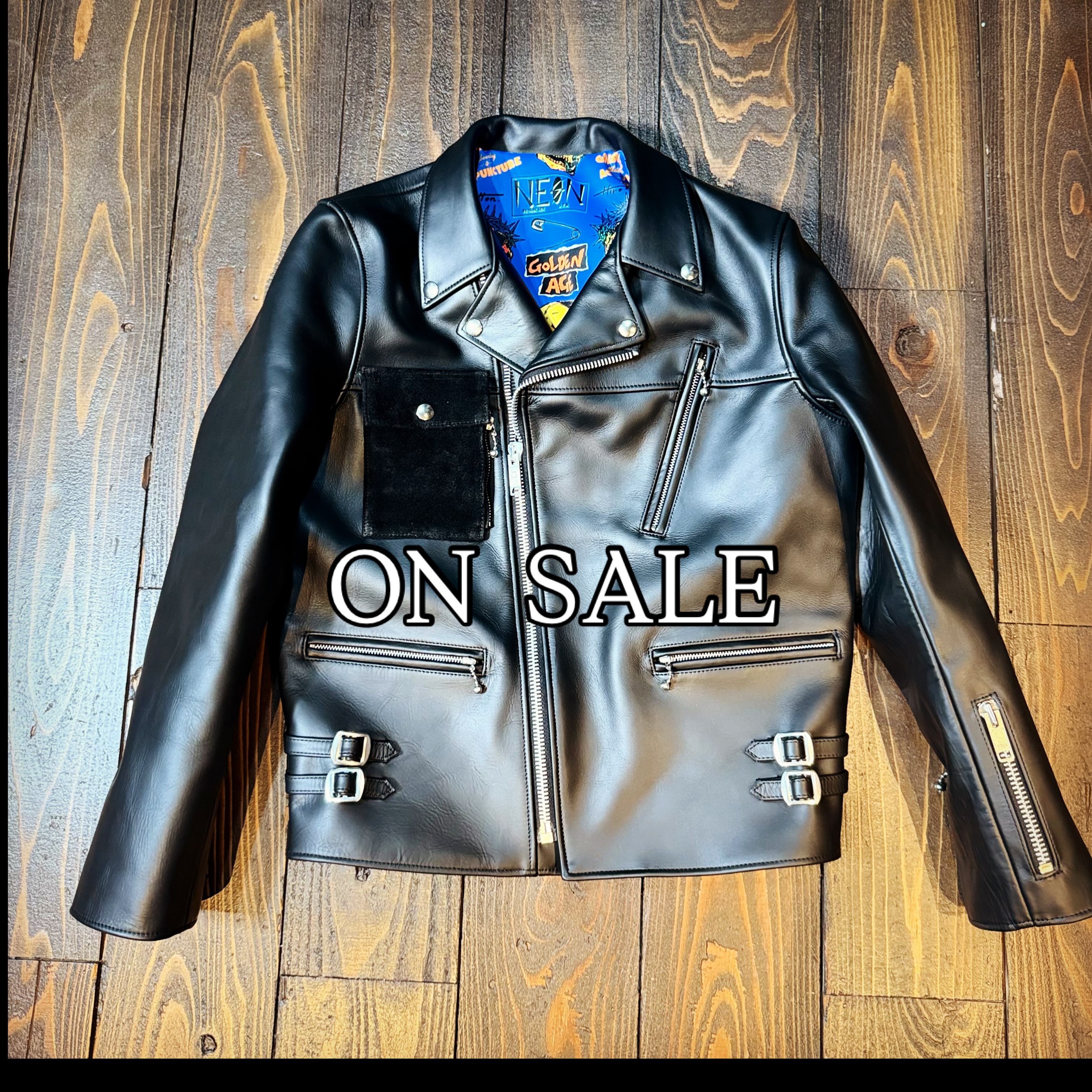 美品 NEON LEATHER GARMENT シングルレザージャケット NEON Leather Garment