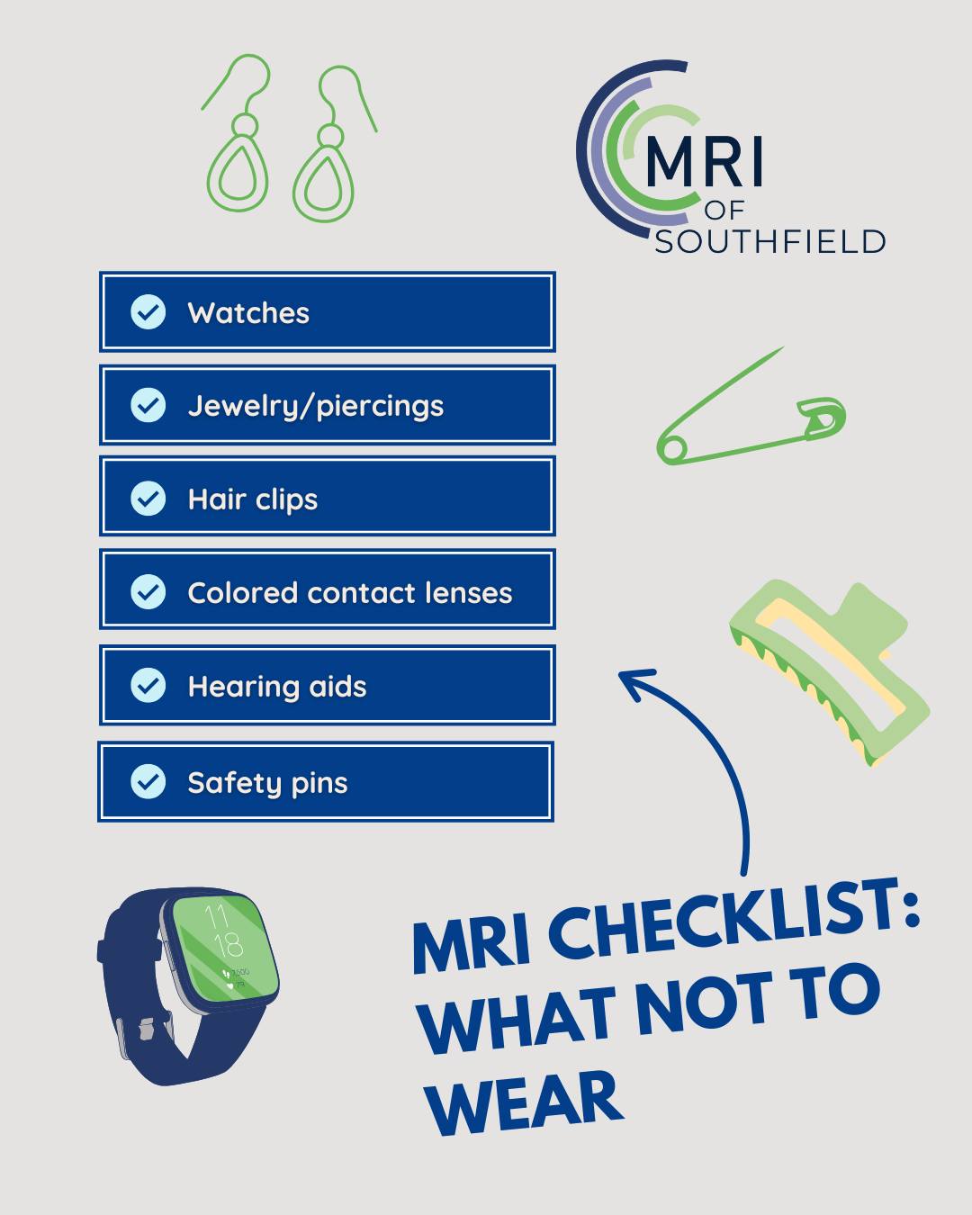 MRI - MRI Checklist: What Not to Wear 🚫 Headed in for an MRI? For your ...